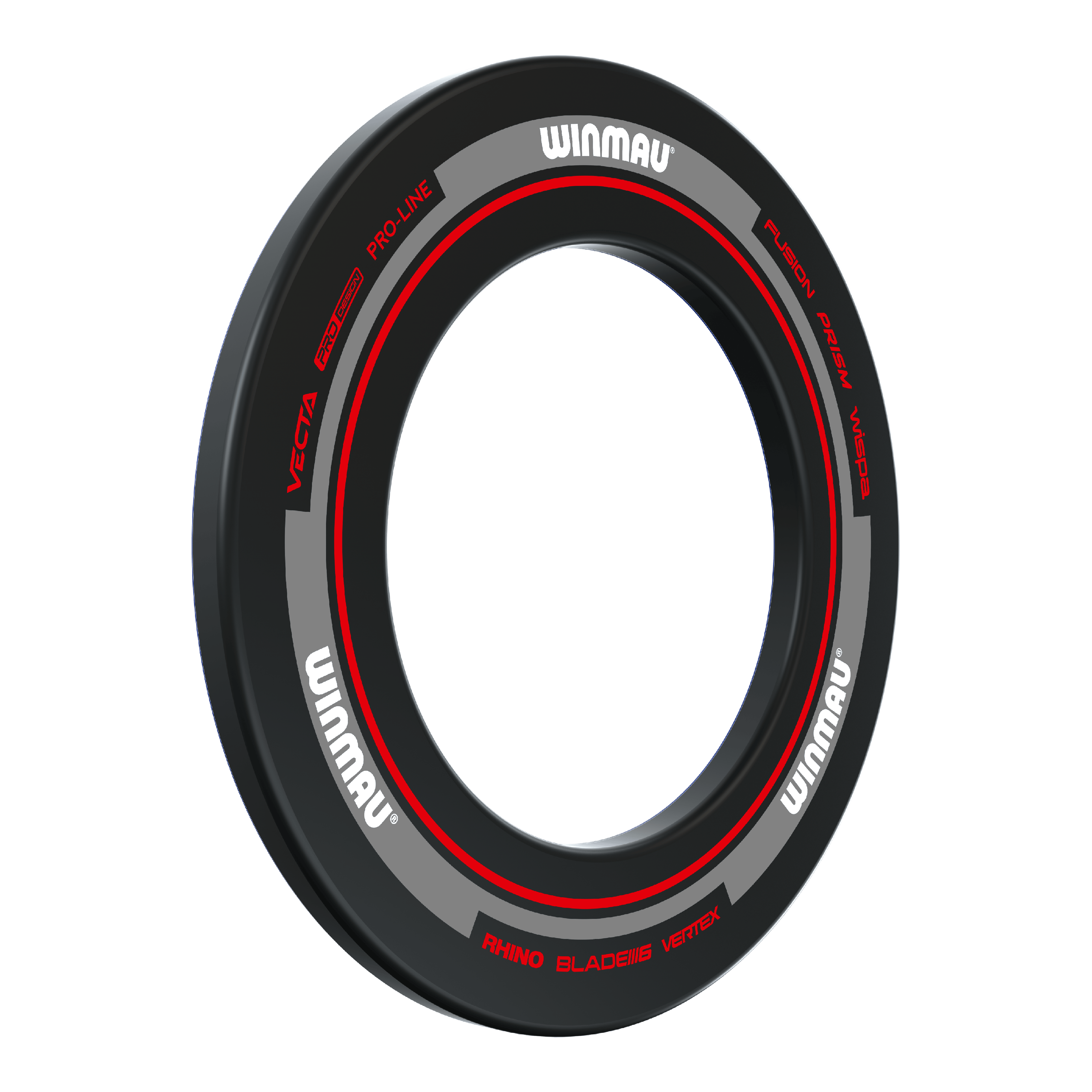 Winmau Advance Dartboard Surround - Black Red Das Bild zeigt den Winmau Advance Dartboard Surround in Schwarz und Rot. Der Surround ist rund und schützt die Wand um die Dartscheibe.
