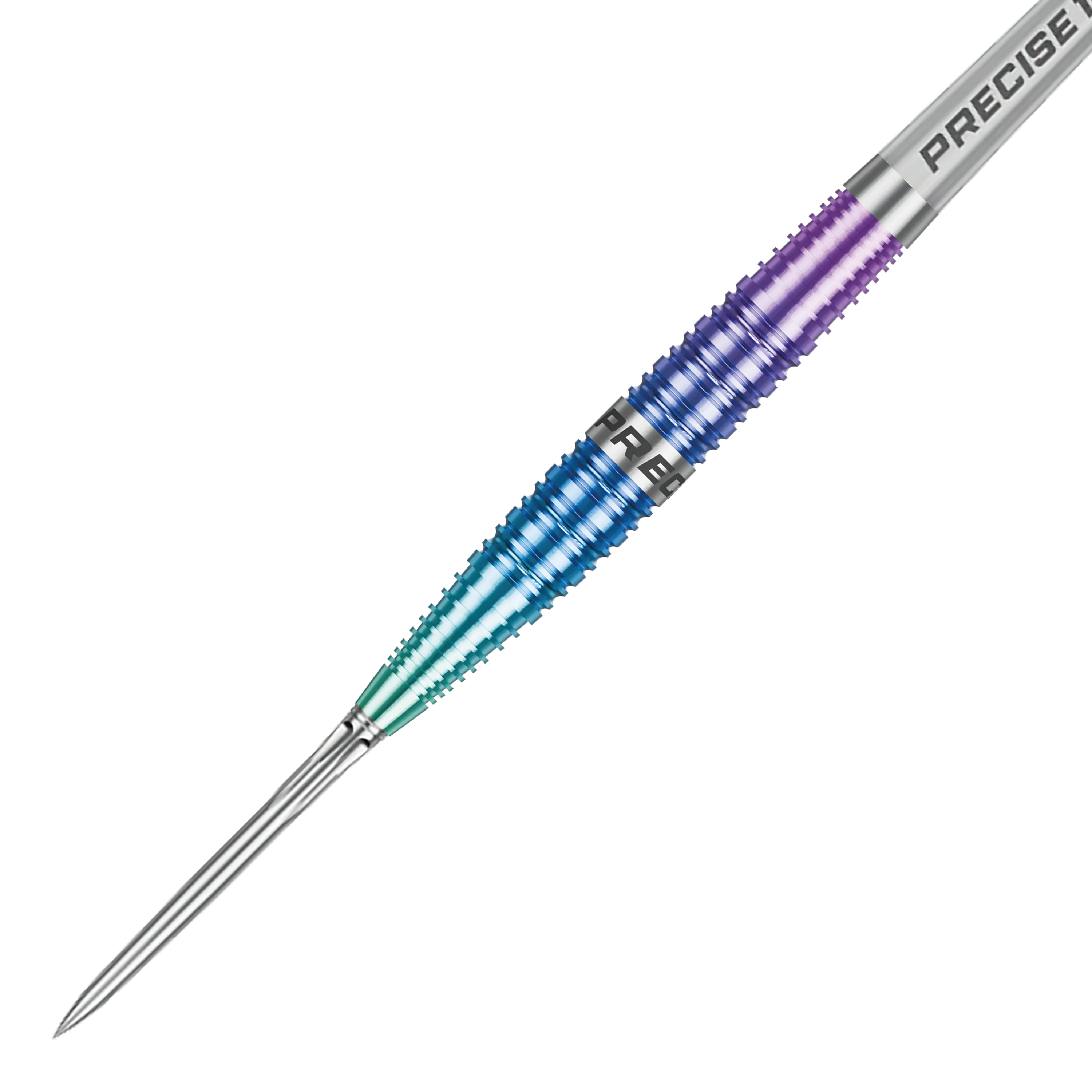 Precise 180 Northern Lights steel darts Das Bild zeigt einen weiteren Blick auf die Precise 180 Northern Lights Steeldarts. Die Farben und die Form der Darts sind deutlich erkennbar.