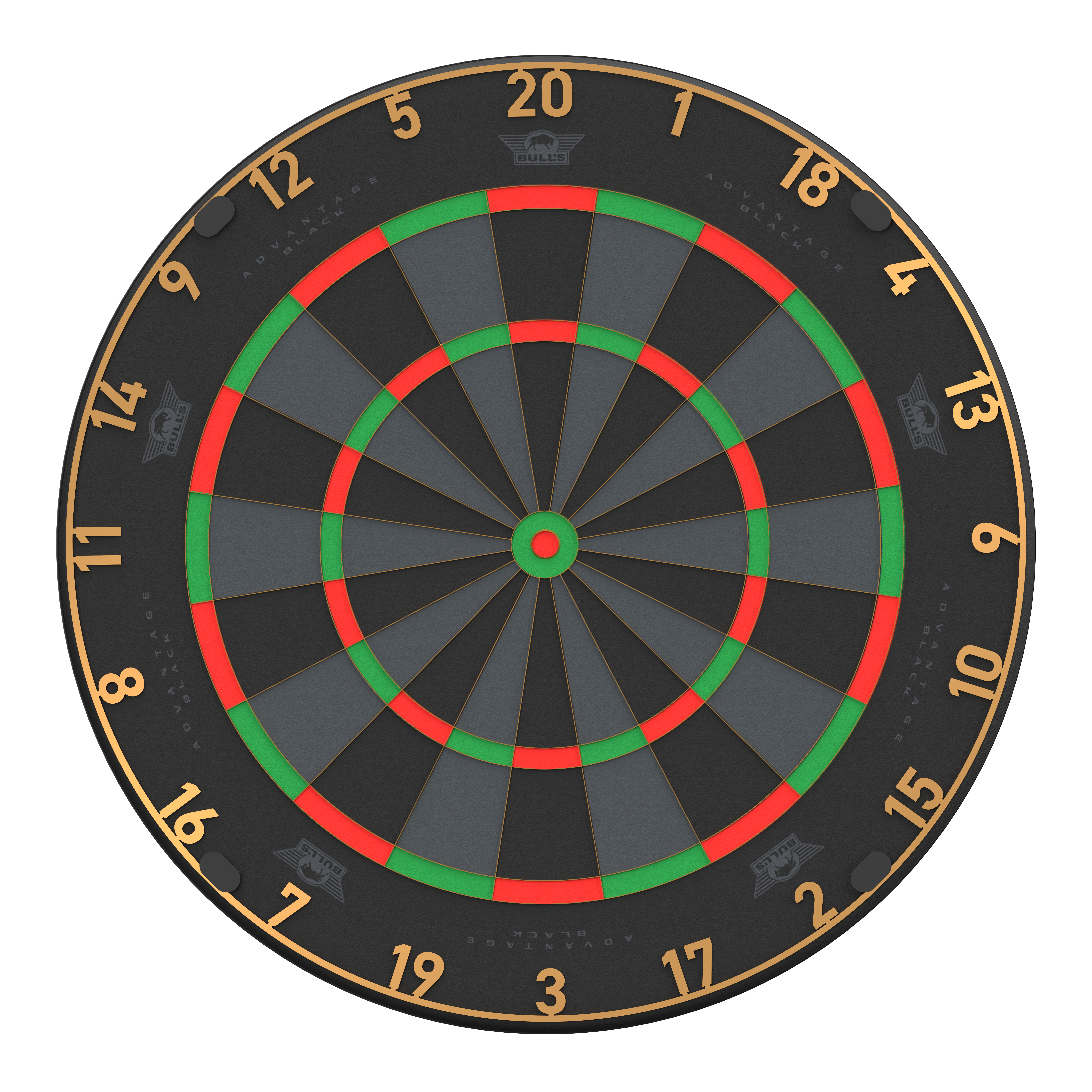 Bulls NL Advantage Black Edition steel dartboard Das Bild zeigt ein BullsNL Advantage Black Edition Steeldartboard. Es handelt sich um ein Produktbild des Dartboards.