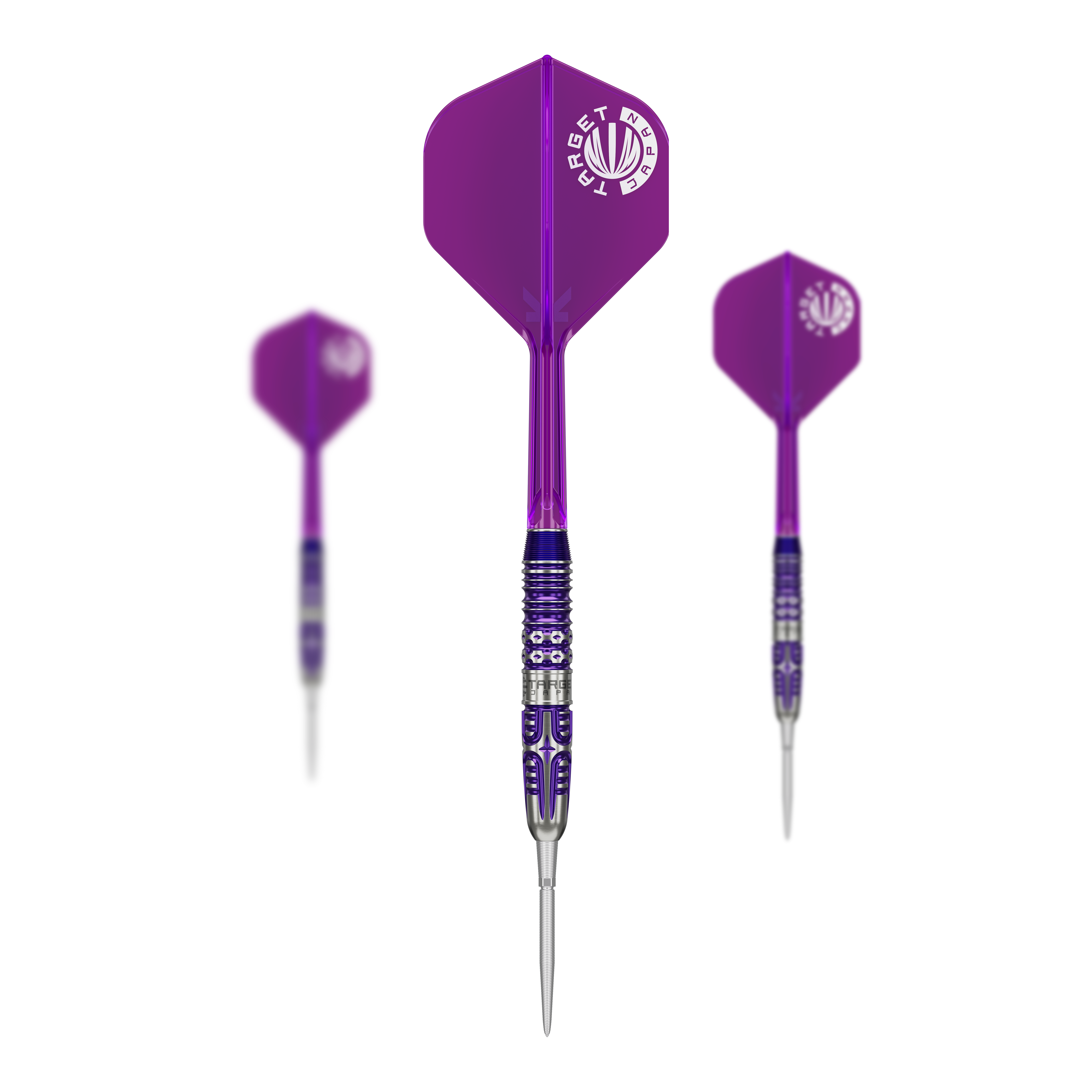 Target Japan Endeavour Kasumi Sato GEN3 Swiss Point Steeldarts sind als Set auf dem Bild zu sehen. Die Darstellung zeigt alle enthaltenen Darts zusammen.