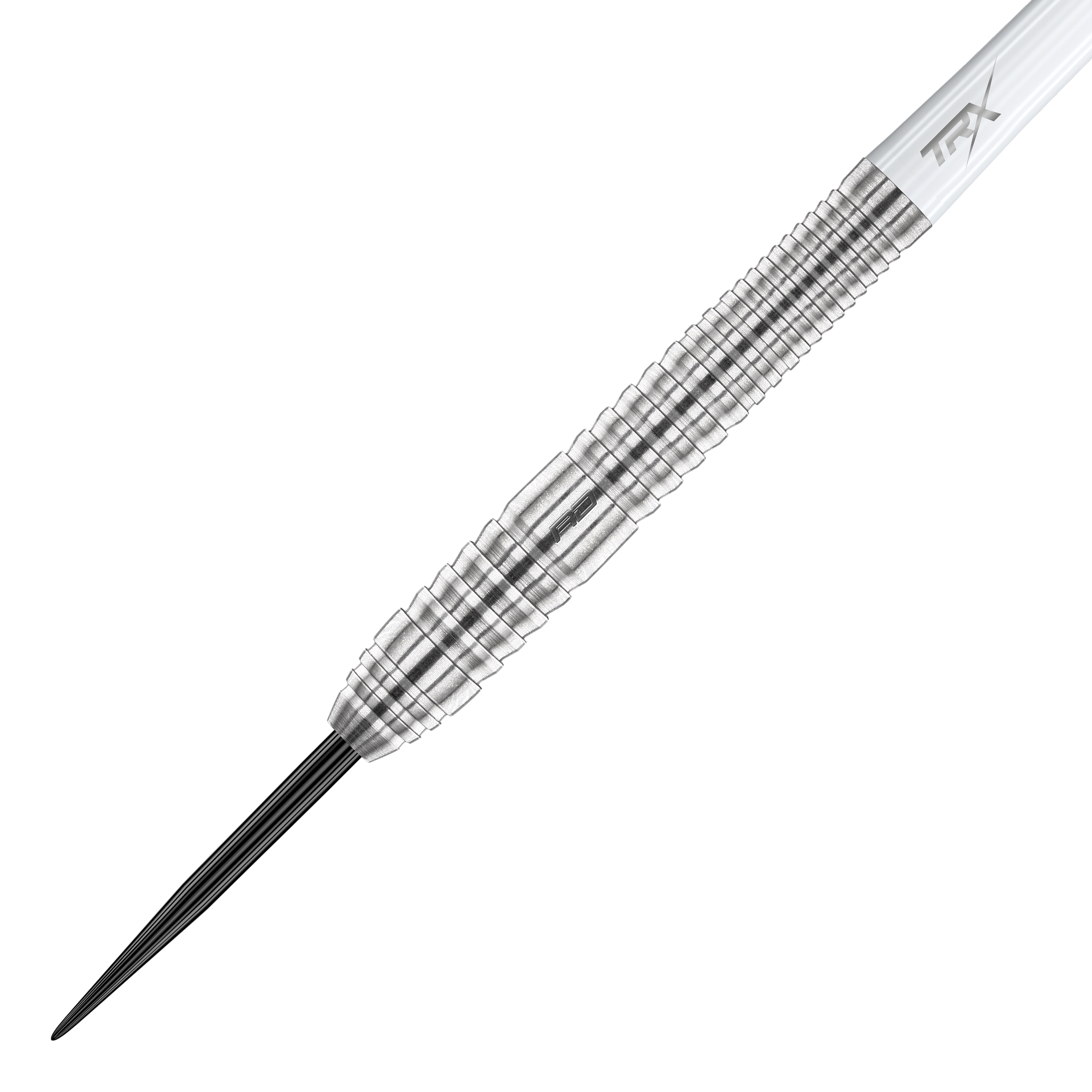 Red Dragon Seren 2 Pure Steeldarts Das Bild zeigt einen Red Dragon Seren 2 Pure Steeldart. Der Dartpfeil ist silberfarben mit markanten Rillen für besseren Halt.