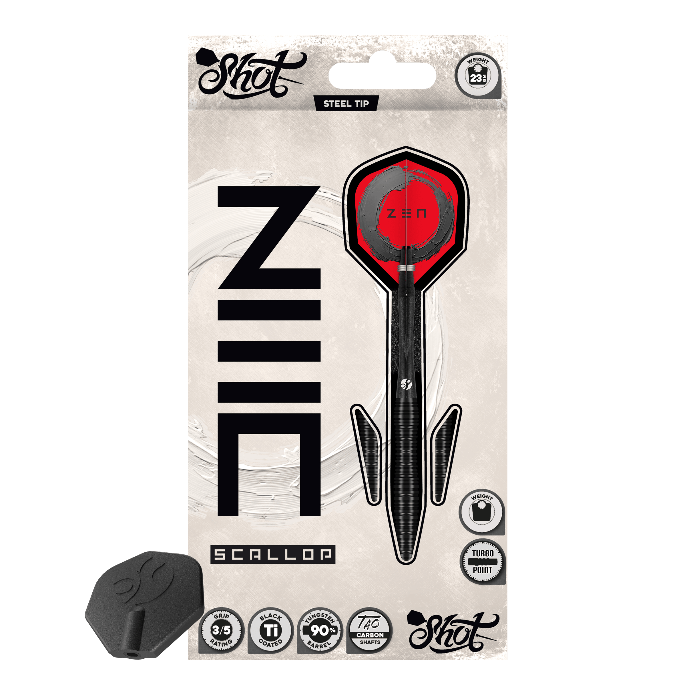 Shot ZEN Scallop Turbo Point Steeldarts - 23g Shot ZEN Scallop Turbo Point Steeldarts - 23g