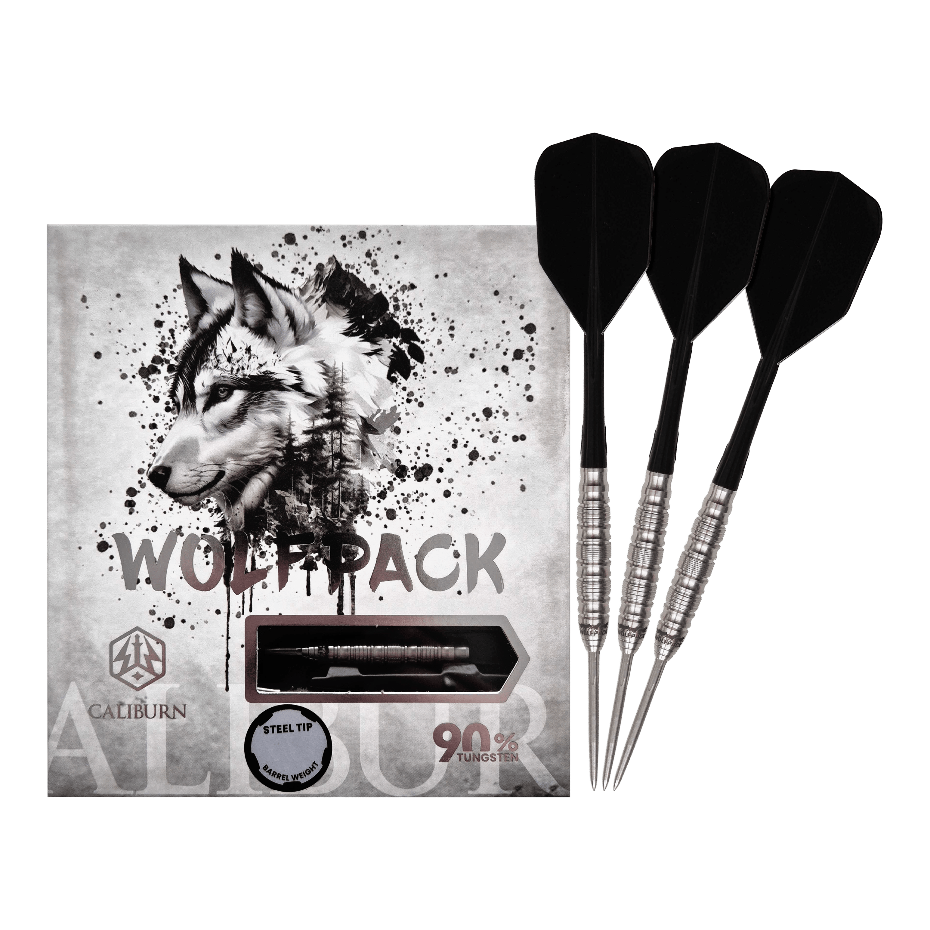 Caliburn Wolfpack W5 steel darts - 22g Dieses Bild zeigt die Caliburn Wolfpack W5 Steeldarts - 22g. Die Steeldarts sind für das klassische Dartspiel geeignet.