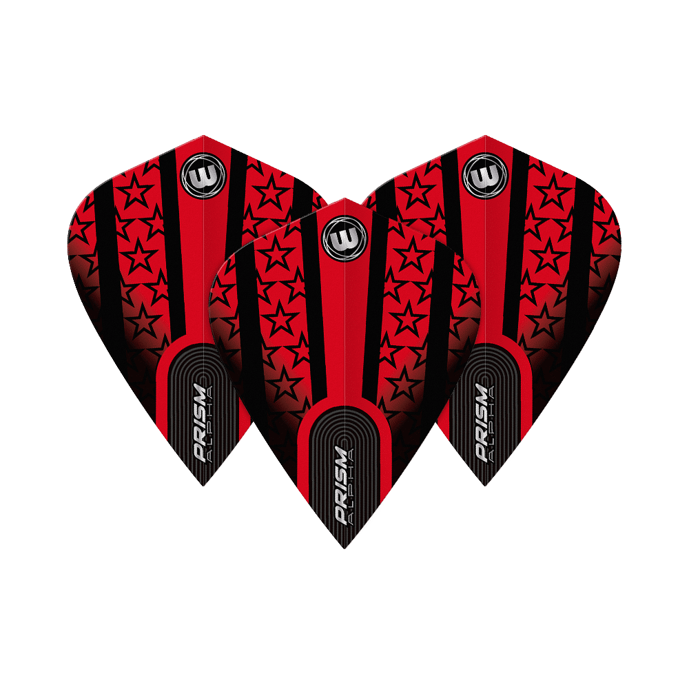 Winmau Alpha Red Black Stars Kite Flights