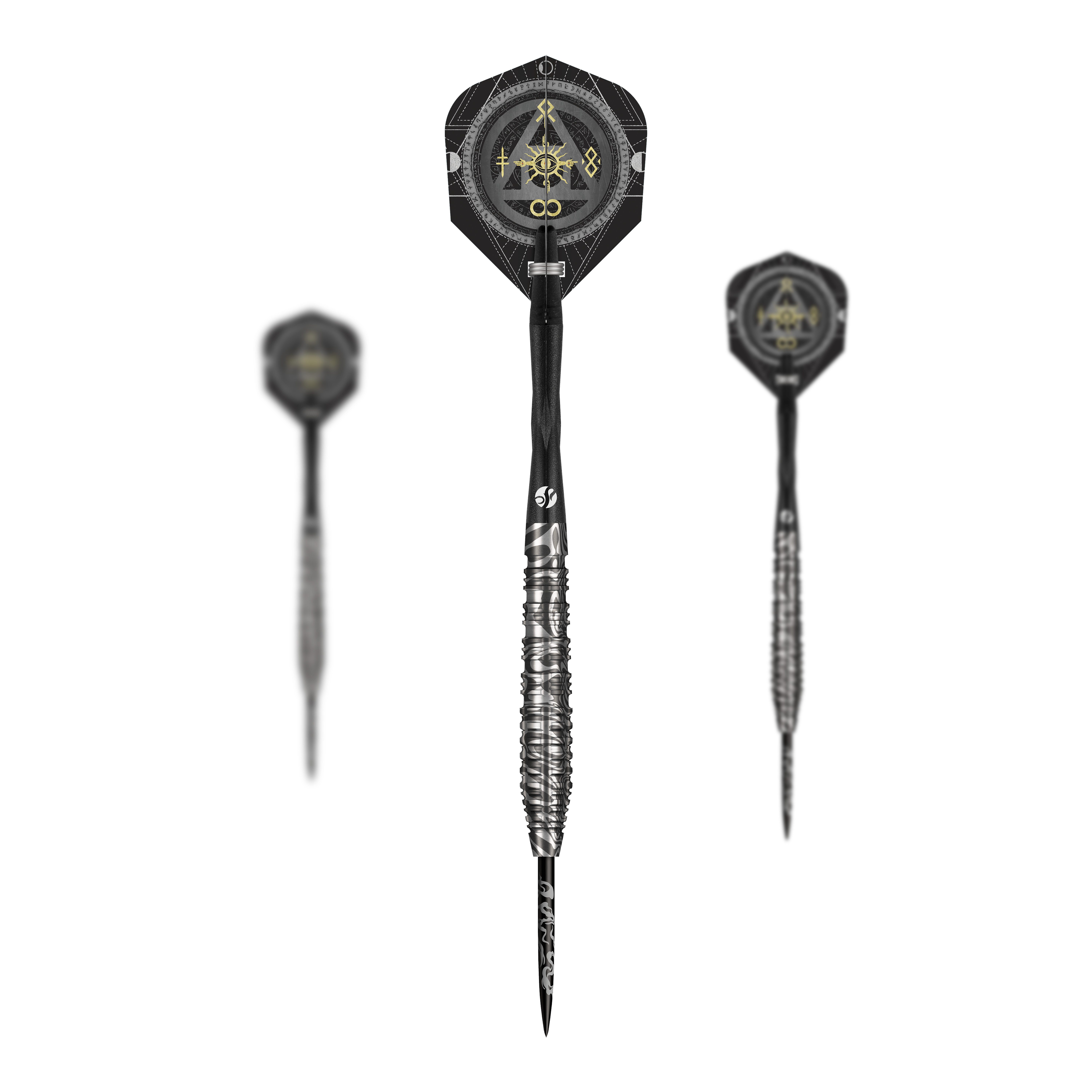 Shot Alchemy Runstel Steel Darts Das Bild zeigt das Set der Shot Alchemy Runstel Steeldarts. Es handelt sich um ein Set hochwertiger Steeldarts.