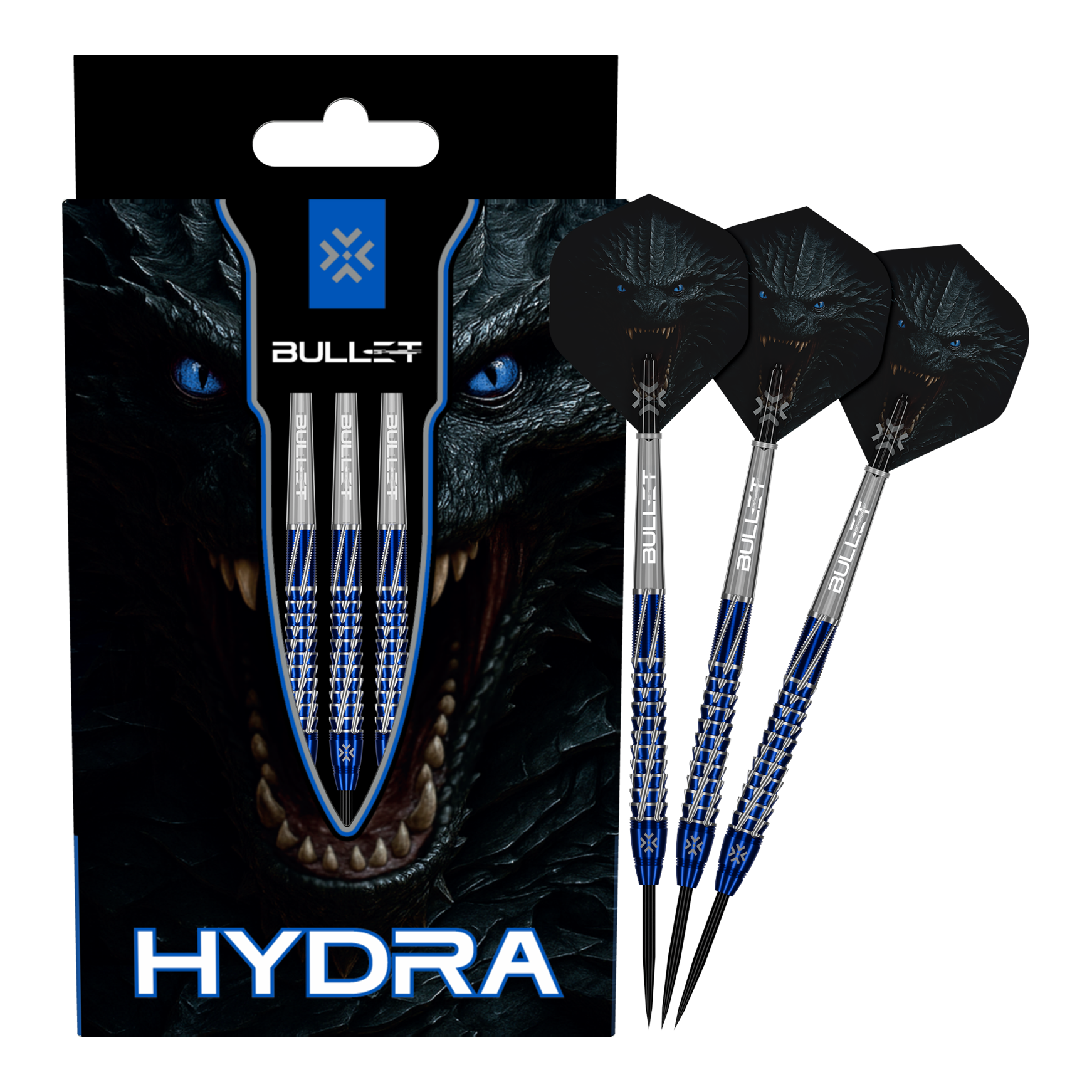 Bullet Hydra steel darts Diese Abbildung präsentiert die Bullet Hydra Steeldarts. Das Produkt ist für ambitionierte Dartspieler geeignet.
