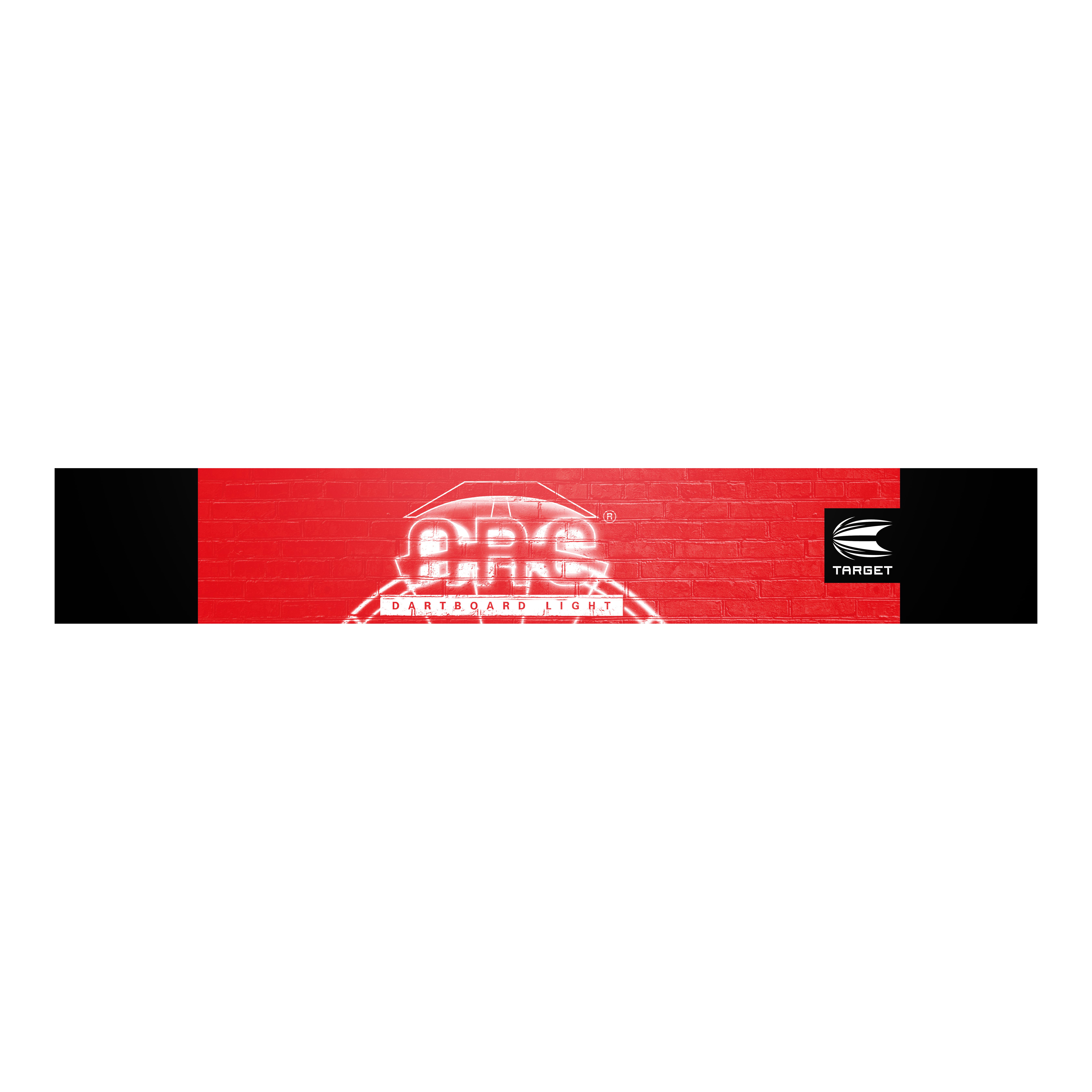 Target ARC V2 Dartboard Lighting Das Bild zeigt die Verpackung der "Target ARC V2 Dartboard Beleuchtung". Auf rotem Hintergrund ist das ARC-Logo und das Target-Logo sichtbar.
