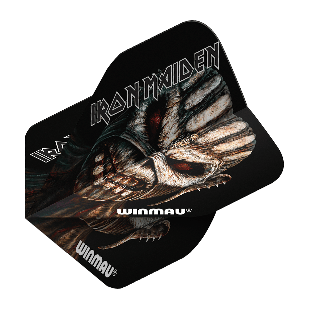 6905-239_Winmau_Iron_Maiden_Book_Of_Souls_Standard_Flights_2Cud9AyLj09LPO Das Bild zeigt die Winmau Iron Maiden Book Of Souls Standard Flights. Auf den Flights ist ein düsteres Motiv aus dem "Book Of Souls"-Album von Iron Maiden abgebildet.