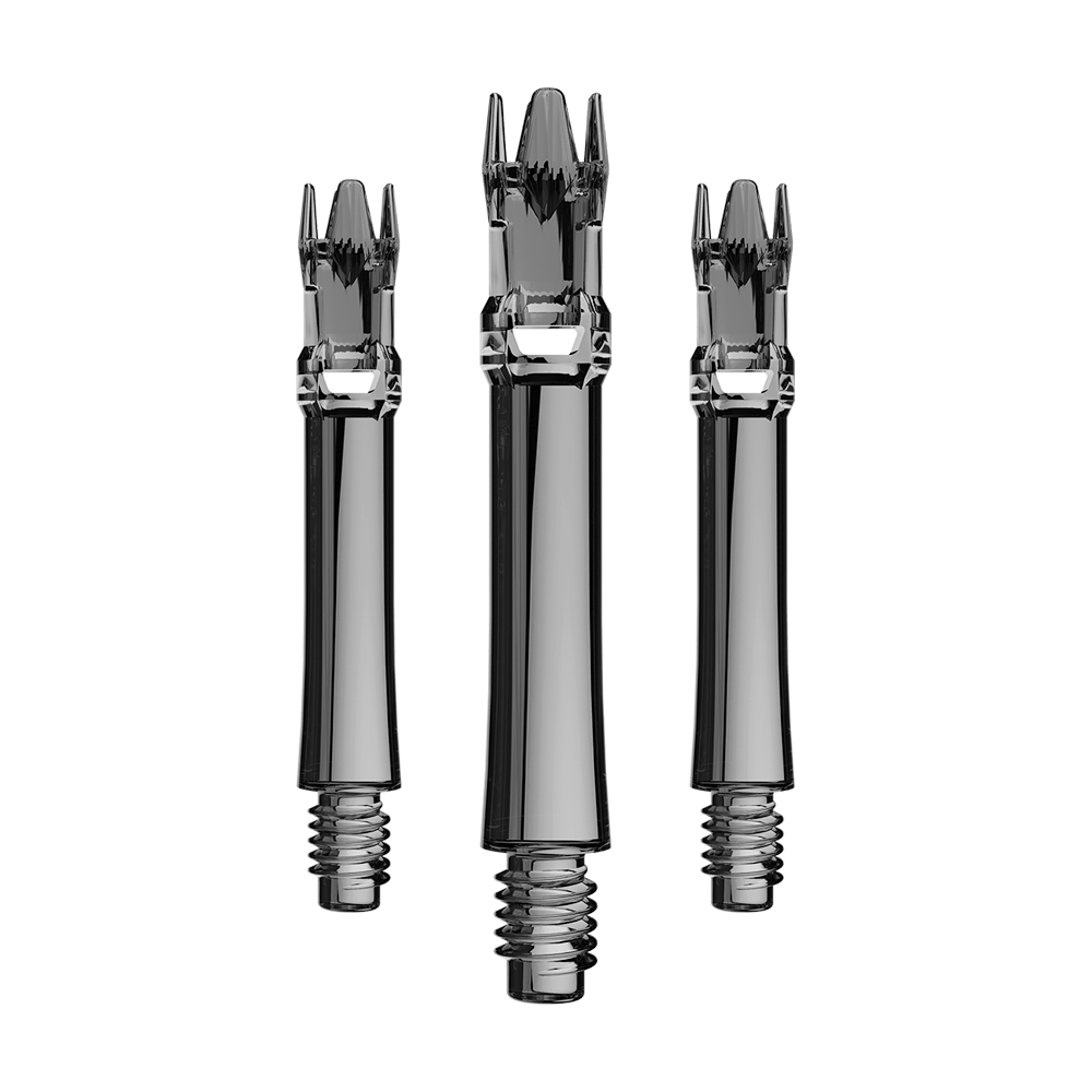 Ein Set Ersatzshafts in schwarzem transparentem Design. Die Shafts sind bündig arrangiert.