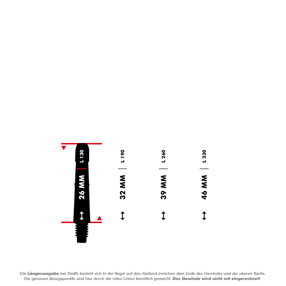 3 Satz L-Style Shafts mit Wunschdruck - Locked Straight - 26 mm