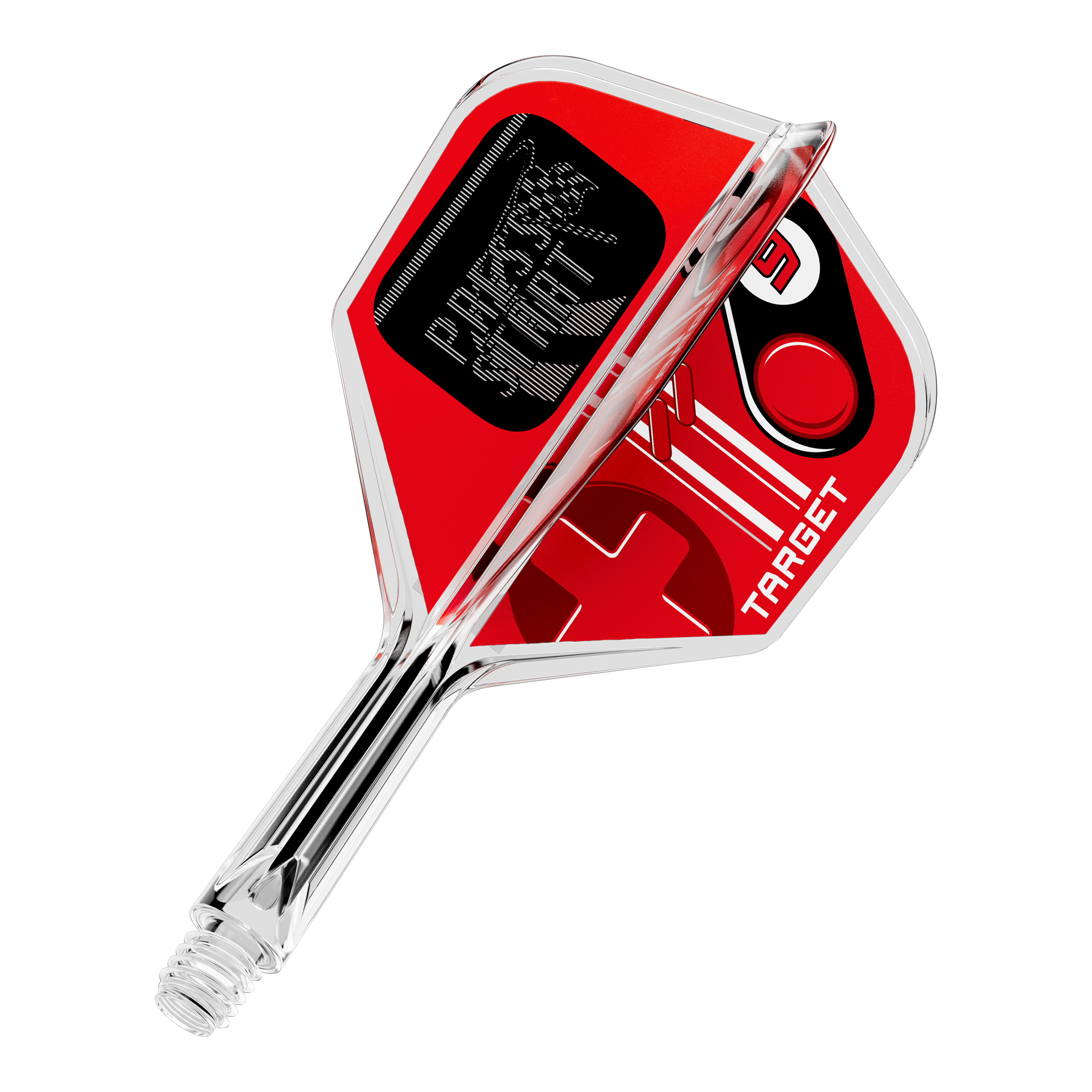 Target K-Flex Press Start No6 Flights Gezeigt wird das Produkt 410582_Target_K-Flex_PressStart_No6_Flights_19mm_1. Es scheint sich um ein einzelnes Dart-Zubehörteil, zum Beispiel einen Flight, zu handeln.