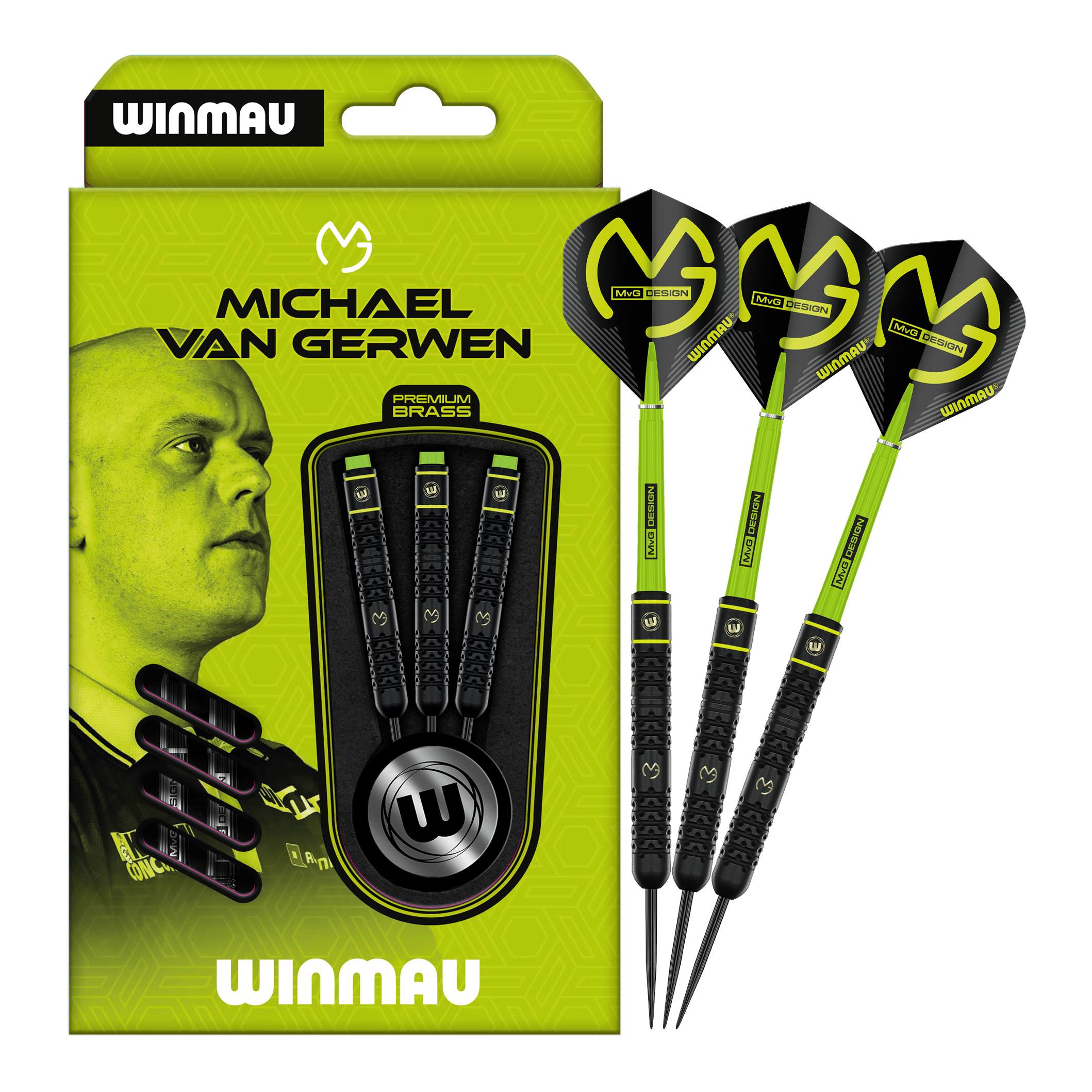 Winmau Michael Van Gerwen steel darts - 21 g Zu sehen ist das Set Winmau Michael Van Gerwen Steeldarts mit 21 g. Diese Darts sind optimal zum Steeldart-Spielen geeignet.