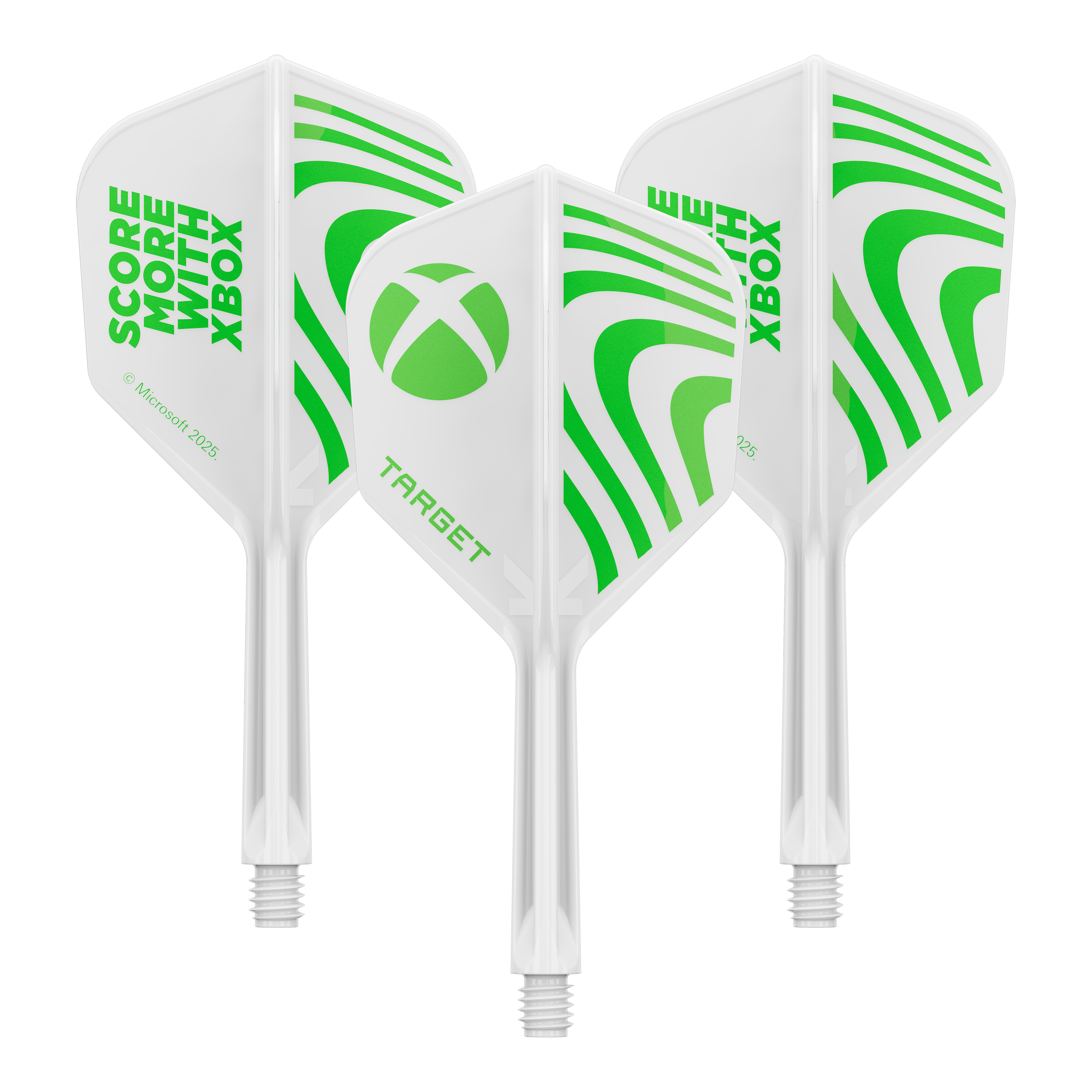 Target Xbox K-Flex No6 Flights - White Dieses Bild zeigt vermutlich Target Xbox KFlex No6 Flights in der Größe 19mm, ein Set. Das Bild dient zur Veranschaulichung der Dart-Zubehörteile.