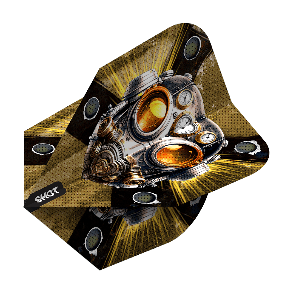 Shot Badlands The Sherriff No6 Flights Abgebildet sind die Shot Badlands The Sherriff No6 Flights. Die Dart-Flights haben ein markantes Design.