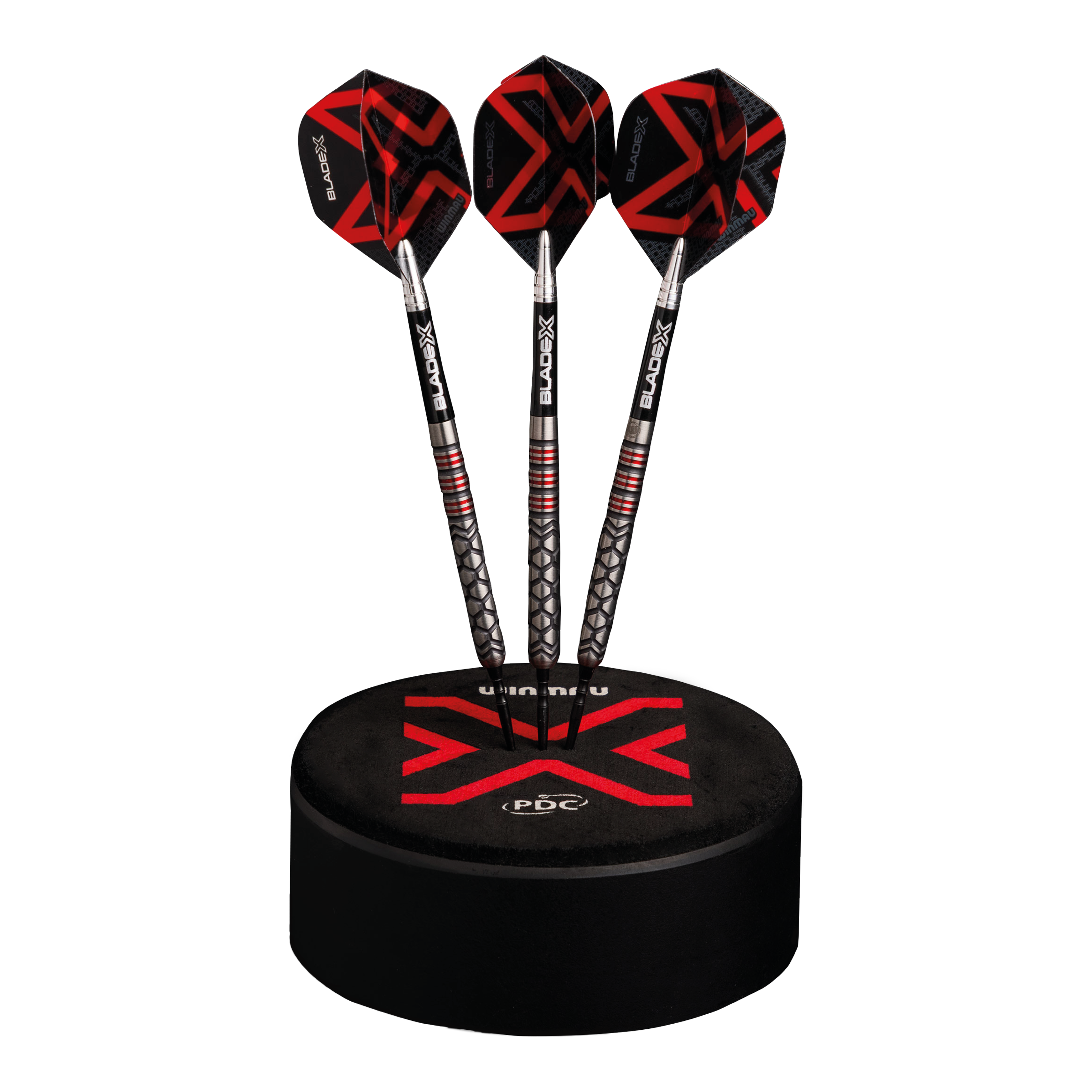 Abgebildet ist der Winmau Dart Dock Blade X Dartständer. Der Dartständer dient zur sicheren Ablage von Darts.