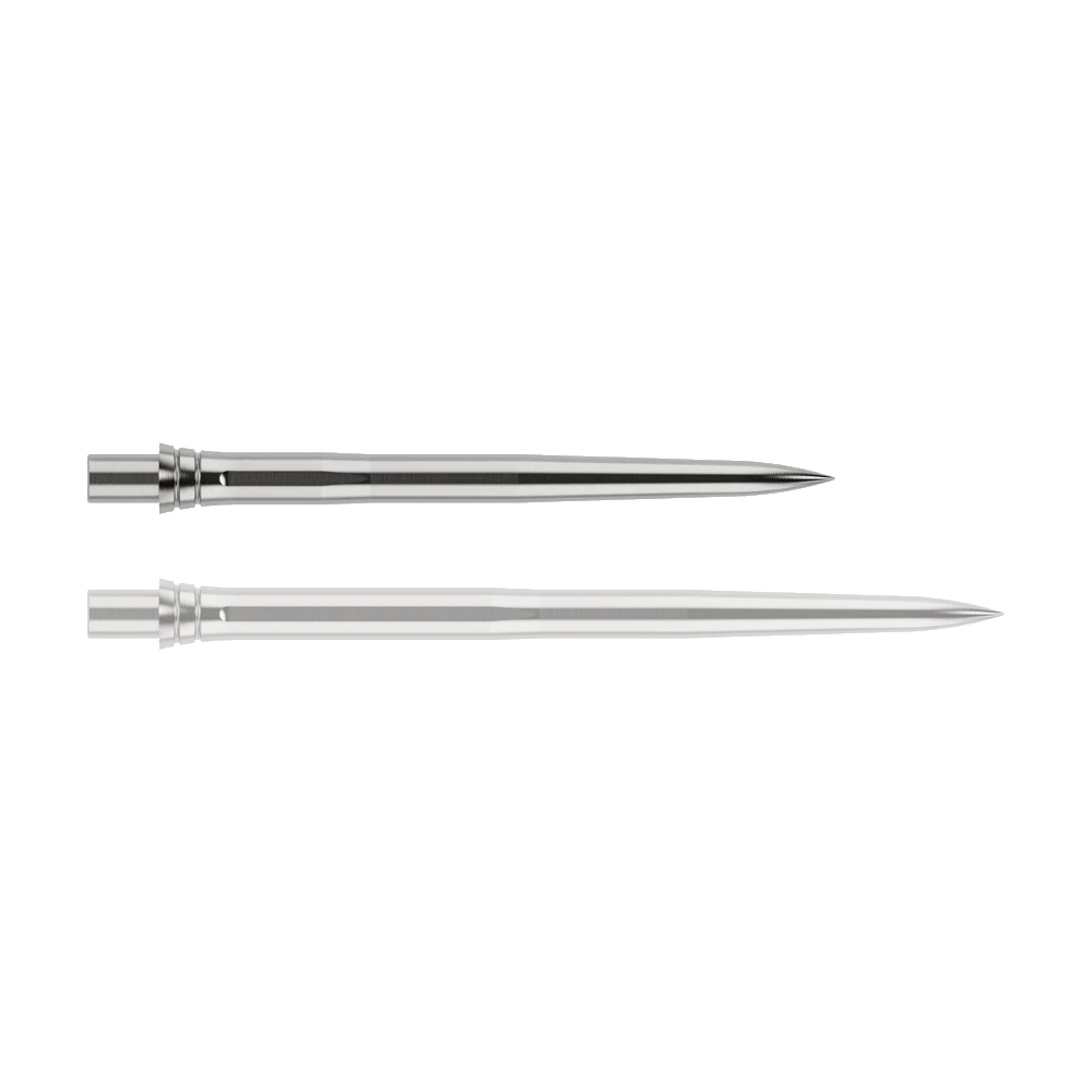 Auf dem Bild sind vermutlich EVO121 Caliburn EVO Dartspitzen EZ Smooth in Silber, 28mm, abgebildet. Diese Softdartspitzen sind für elektronische Dartscheiben geeignet.