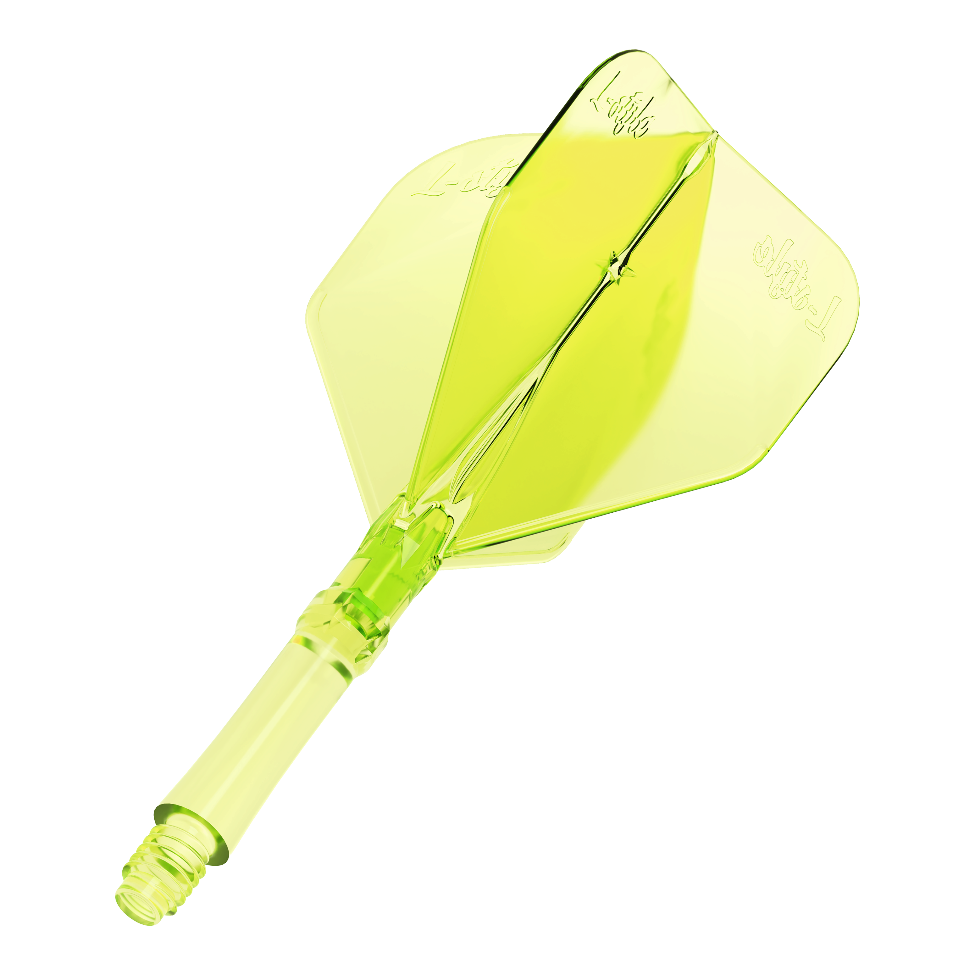 Abgebildet ist das Produkt L-Style L-Sytem Flights - Neon Yellow. Diese neon-gelben Flights werden für Darts genutzt.