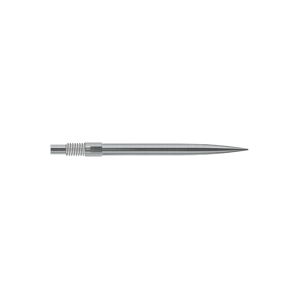 Harrows Quick Point Dart Tips - Silver Das Bild zeigt Harrows QuickPoint Dartspitzen in Silber mit einer Länge von 30mm. Es handelt sich um eine Produktabbildung der Dartspitzen.