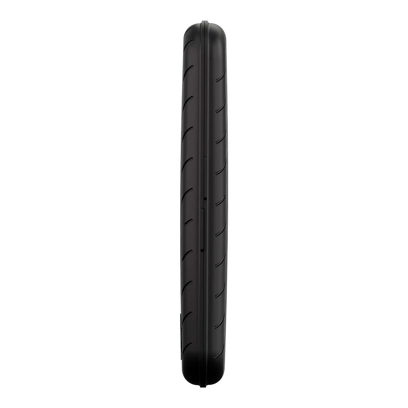 Harrows Slimcase Dart Case Das Bild zeigt eine schwarze, schlanke Darttasche von der Seite. Die Oberfläche ist glatt mit leichten Rillen.