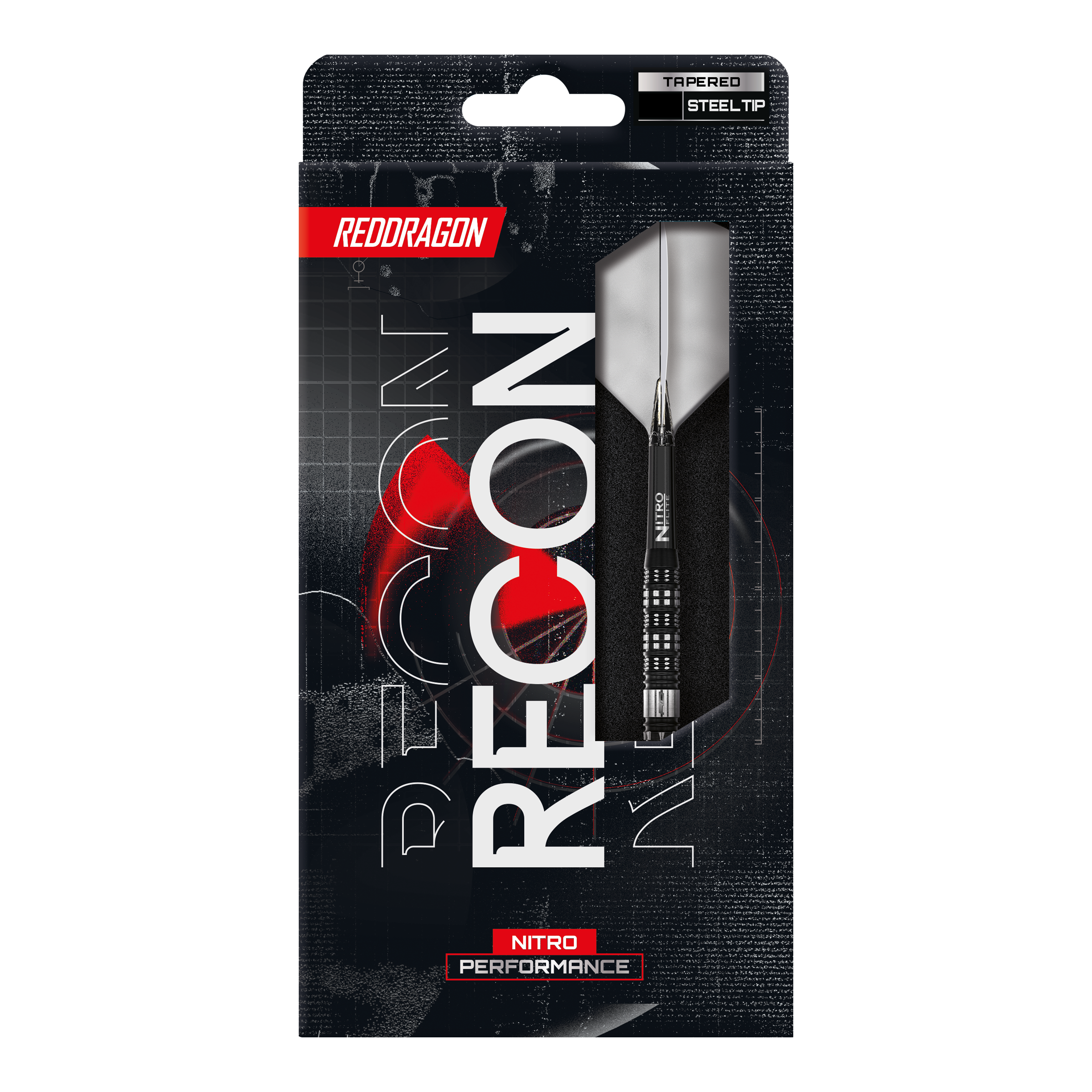 Red Dragon Recon Tapered Steel Darts Red Dragon Recon Tapered Steeldarts. Hier sieht man das Design der konisch zulaufenden Steeldarts.