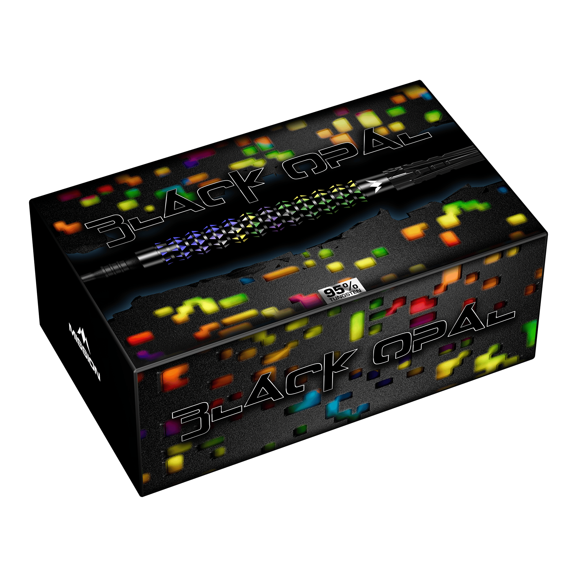 Mission Black Opal Soft Darts - 20g Dieses Bild zeigt die Mission Black Opal Softdarts - 20g. Die Softdarts werden detailliert präsentiert.
