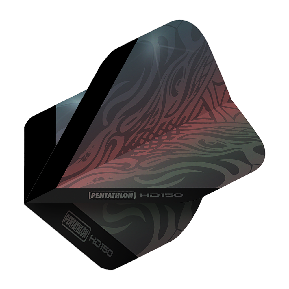 Pentathlon HD150 Metallic Gray Standard Flights Das Bild zeigt das Produkt "Pentathlon HD150 Metallic Grau Standard Flights". Das Flight hat ein modernes, grau-metallisches Design mit stilvollen Mustern.