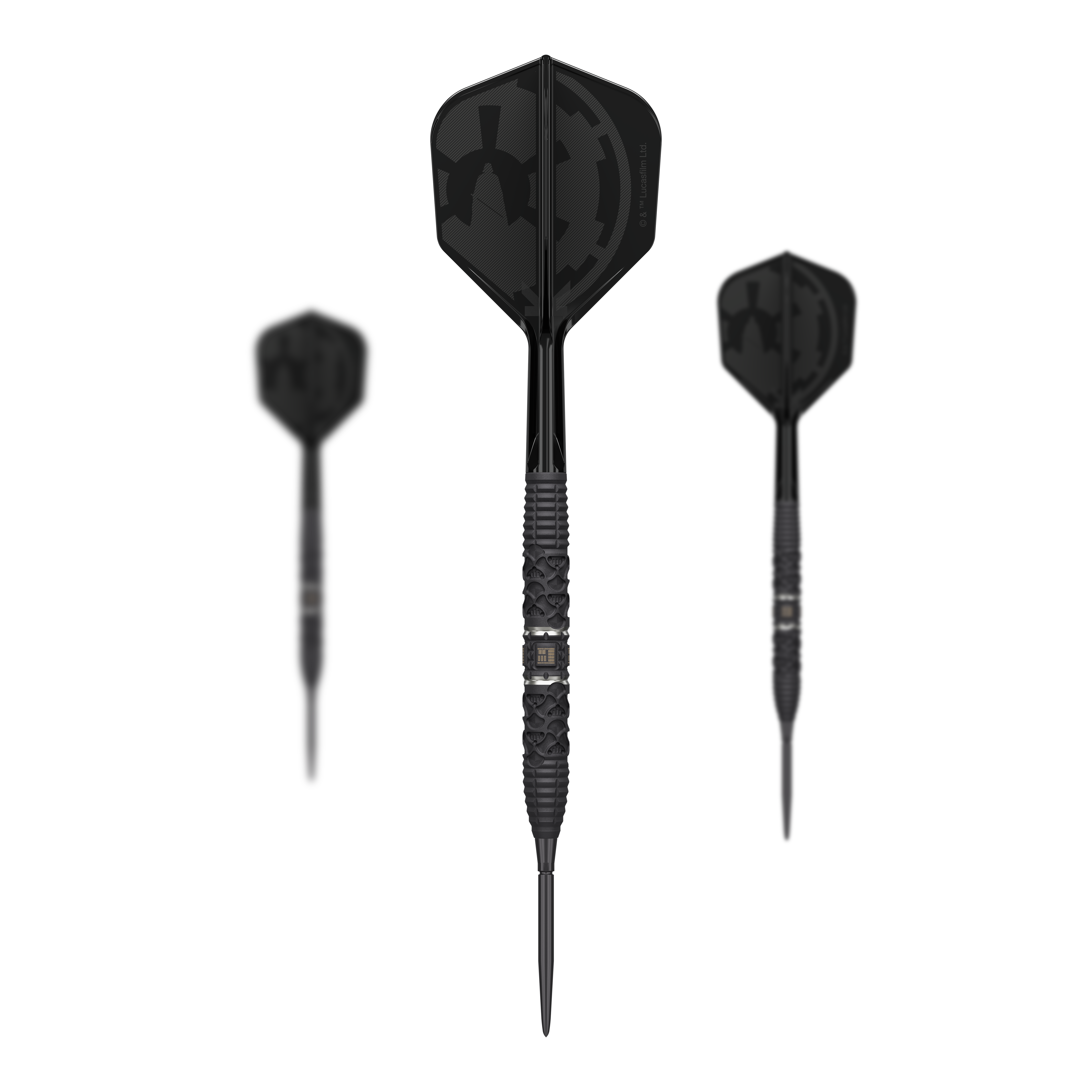 Hier sieht man das Target Star Wars Darth Vader 95 Swiss Point Steeldarts Set. Das Set ist inspiriert von Darth Vader aus Star Wars.