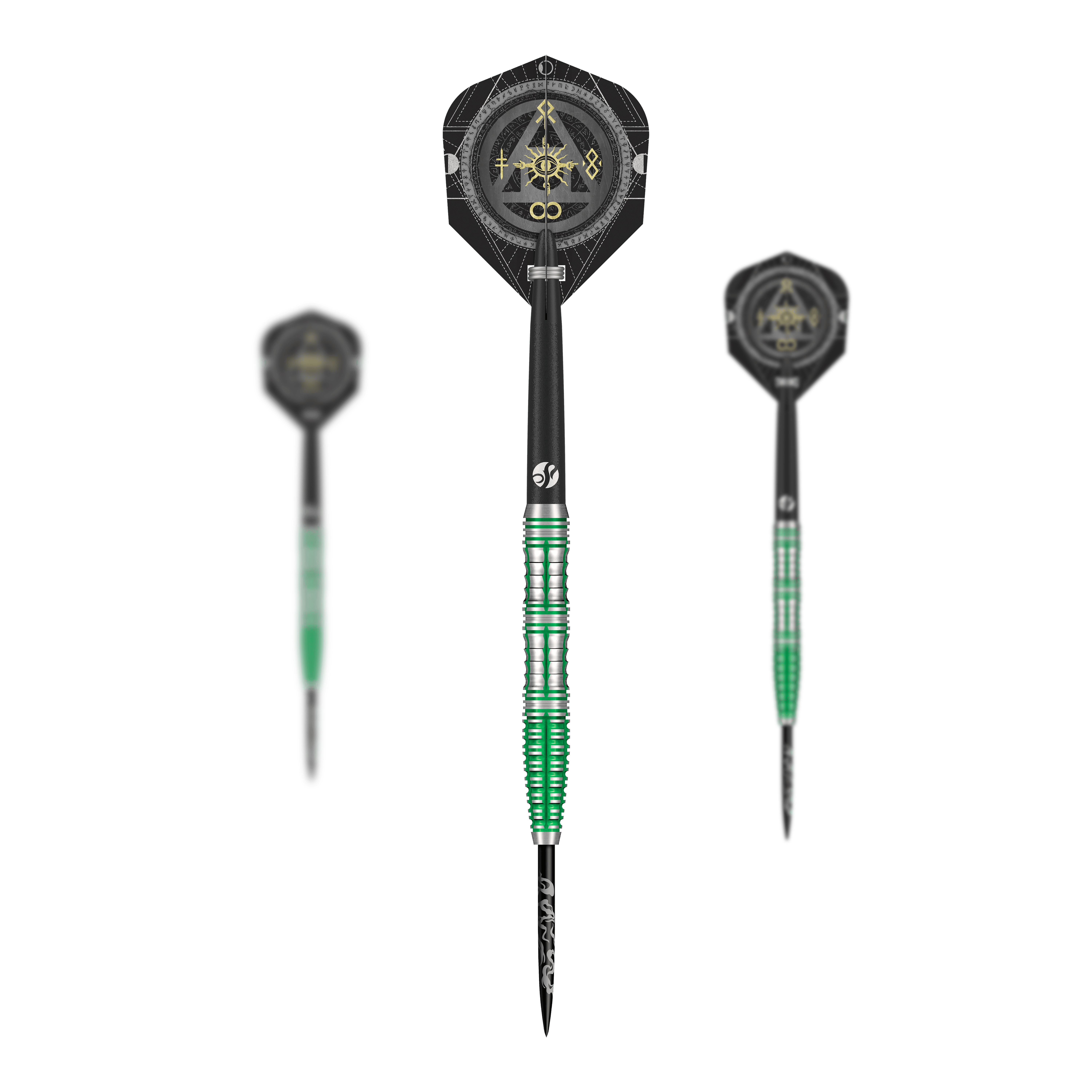 Shot Alchemy Mythril steel darts Abgebildet ist ein Set Shot Alchemy Mythril Steeldarts. Dies sind hochwertige Steeldarts für den professionellen Einsatz.