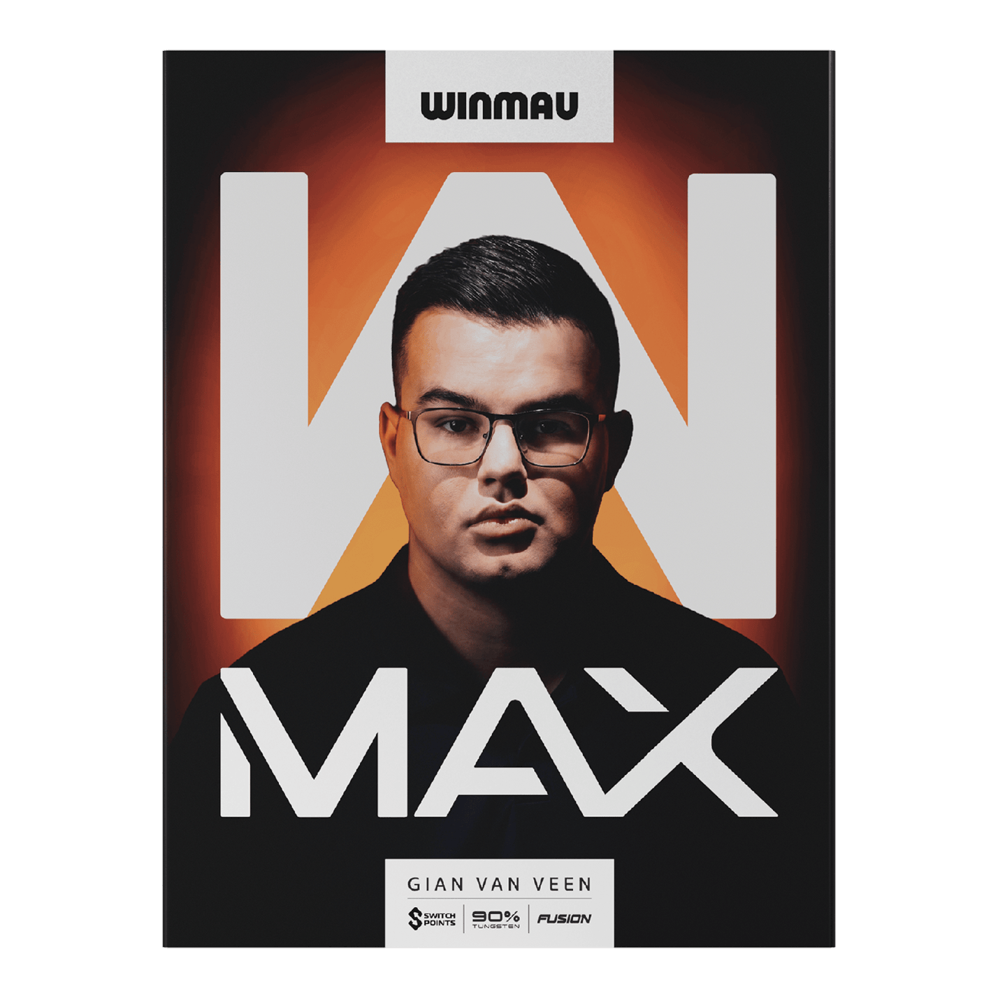 Winmau Gian Van Veen W-MAX soft darts - 18g Das Bild zeigt Winmau Gian Van Veen W-MAX Softdarts mit einem Gewicht von 18 Gramm. Die Darts sind nebeneinander angeordnet.