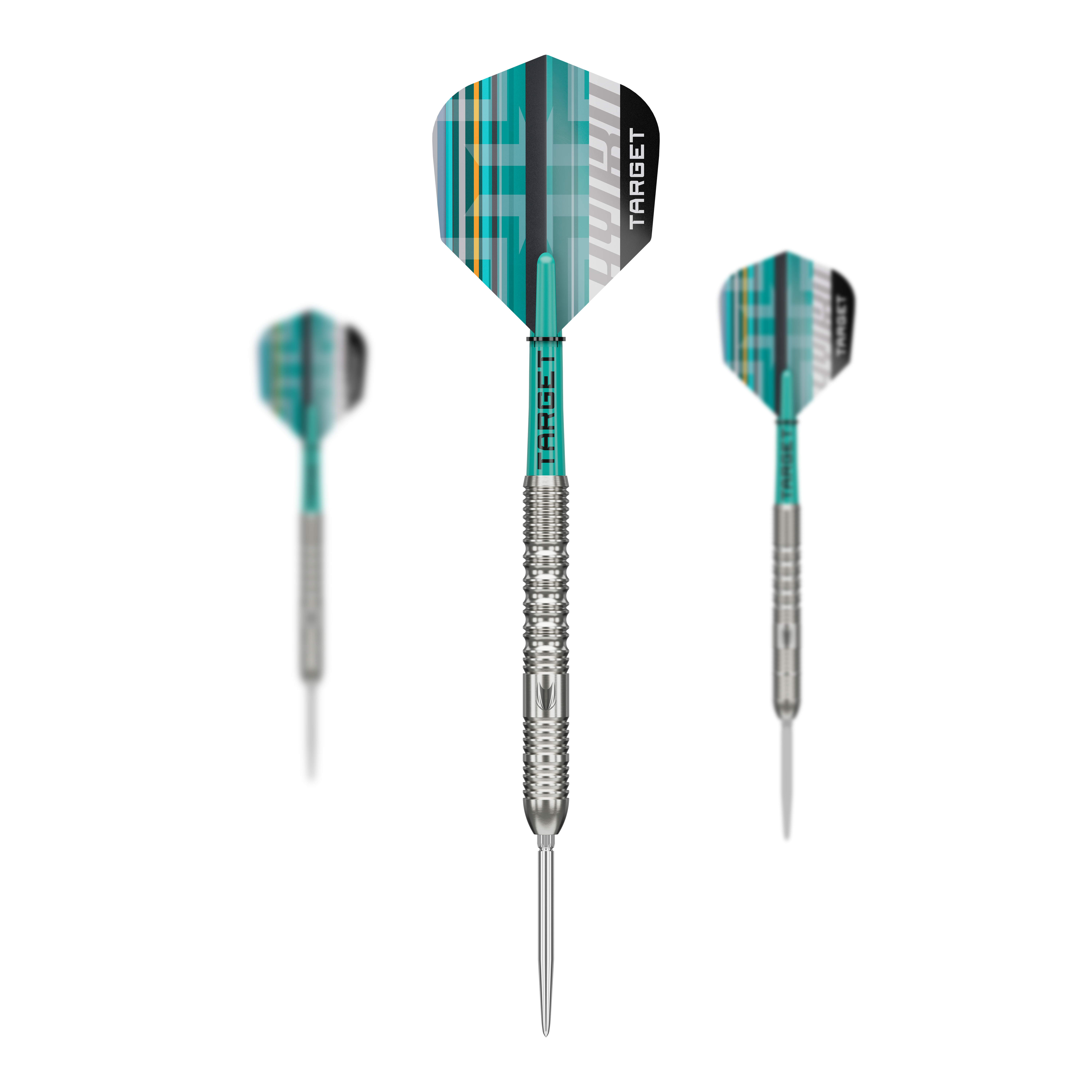 Abgebildet ist das Set der Target Hydro 01 Swiss Point Steeldarts. Das Set enthält mehrere hochwertige Darts für anspruchsvolle Spieler.