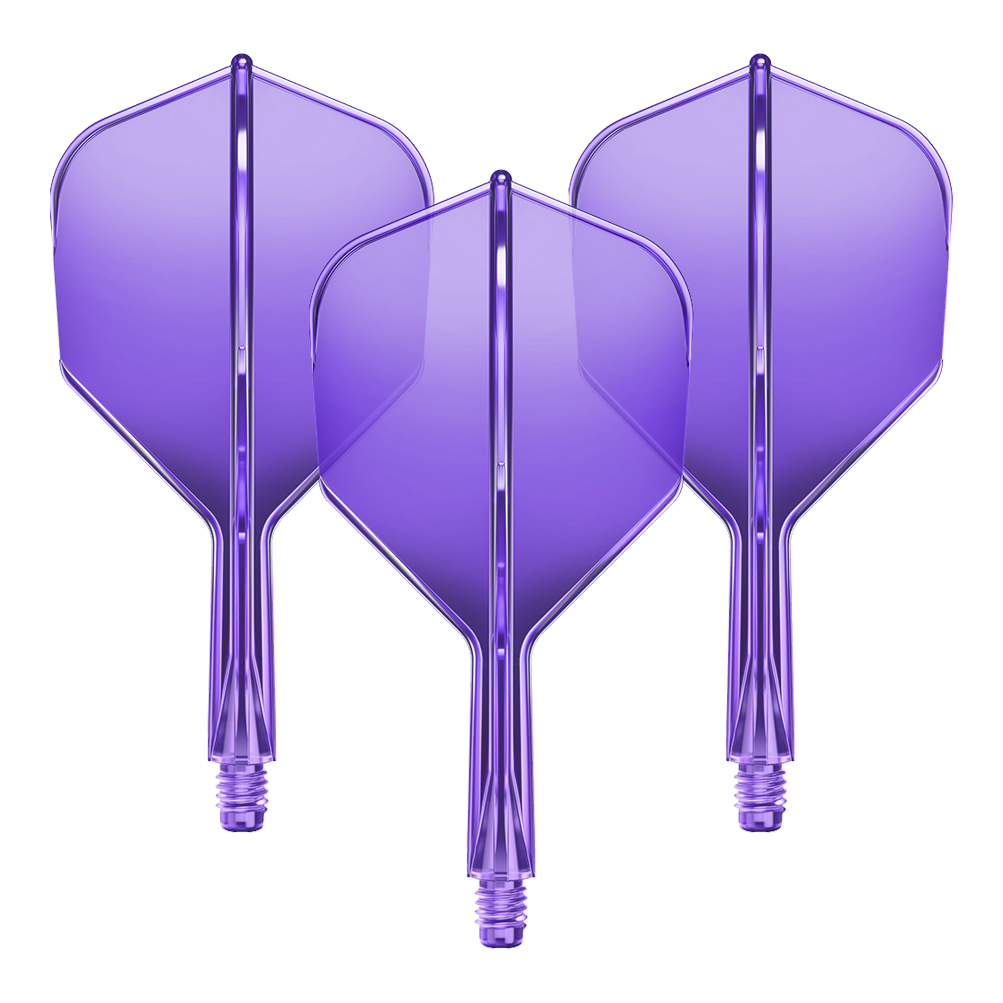 Abgebildet ist das GD8000280_GOAT_A1R_No6_Flight-Shaft-System_NeonLila_19mm_1Set. Es scheint ein Dart Flight-Shaft in Neonlila mit einer Länge von 19 mm zu sein.