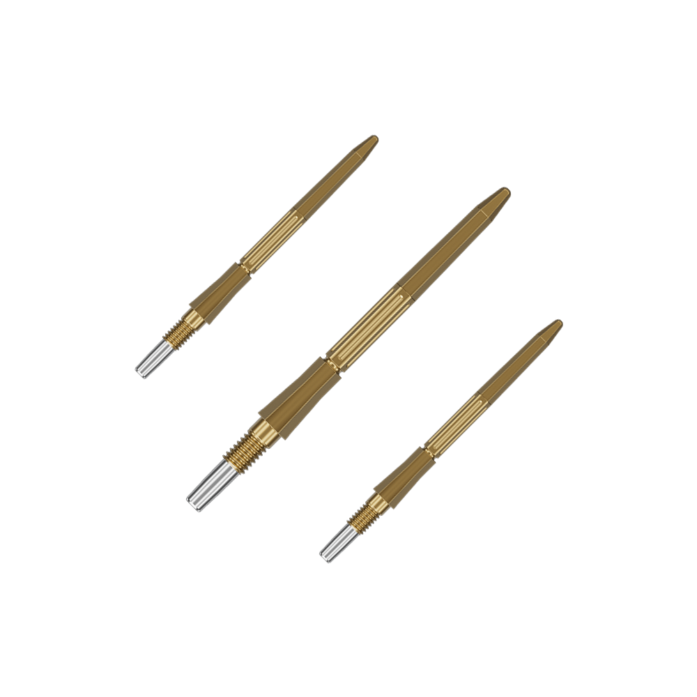 Das Bild zeigt ein Set der Target Elysian Archetype 43 SwissPoint Dartspitzen in Gold, Länge 30 mm. Dieses Set ist ideal für Präzision beim Dartsport.