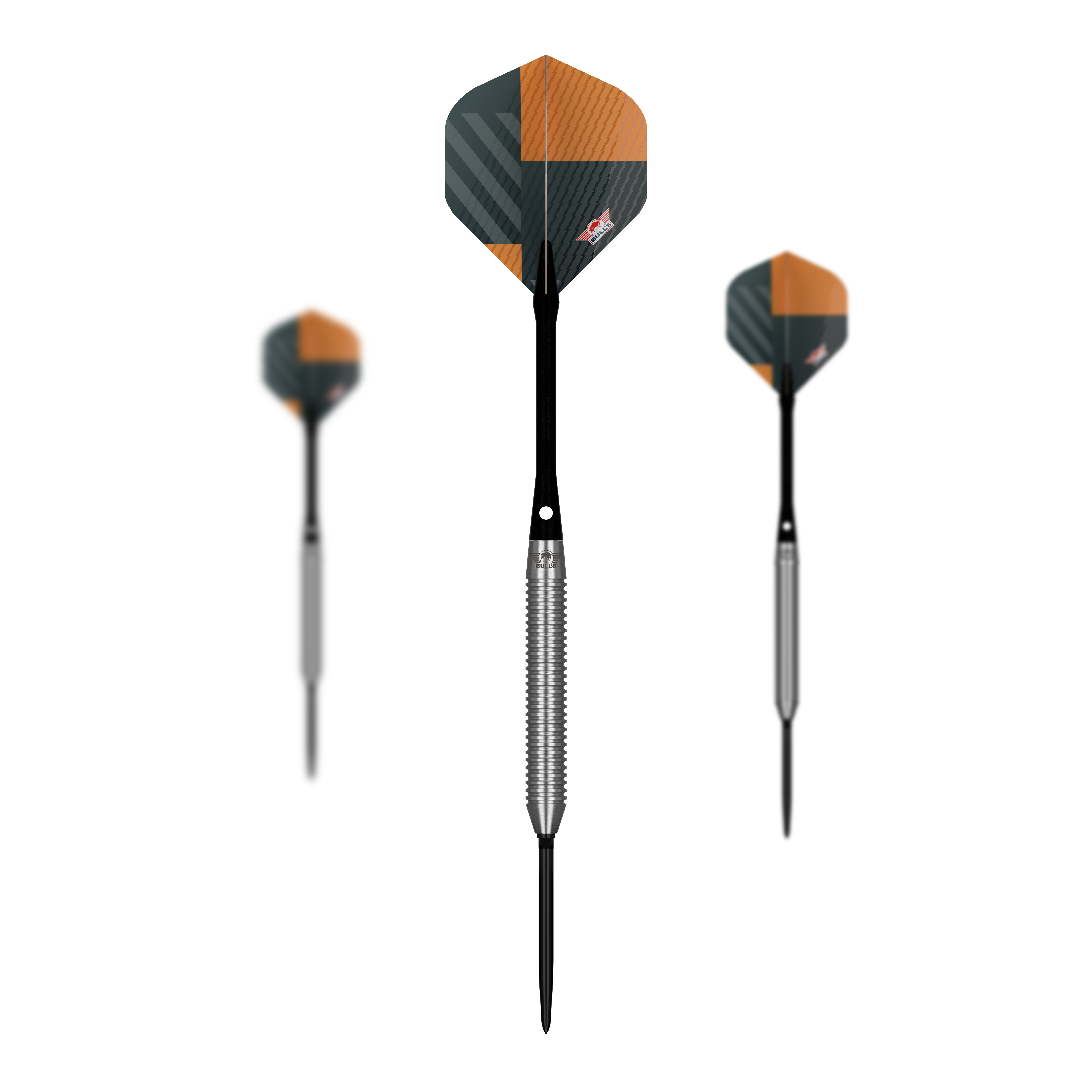 Bulls NL Volt Orange Convertible Point Steel Darts Abgebildet ist das Set Bulls NL Volt Orange Convertible Point Steeldarts. Mehrere Darts werden zusammen gezeigt.