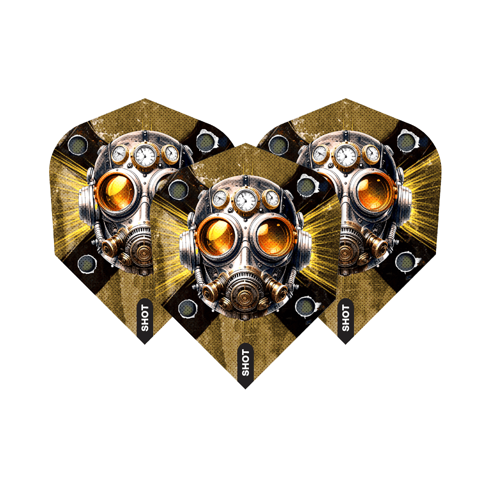 Shot Badlands The Sherriff No6 Flights Hier ist das Produkt Shot Badlands The Sherriff No6 Flights abgebildet. Man sieht spezielle Dart-Flights mit individuellem Muster.