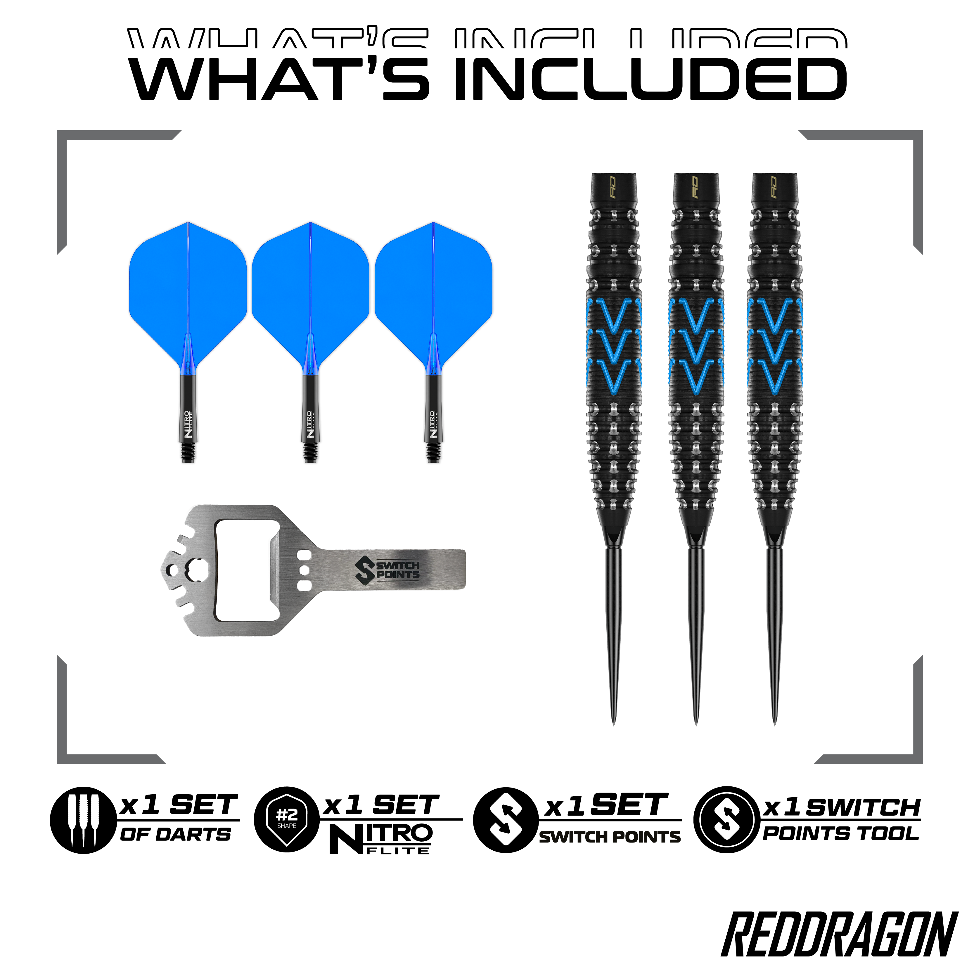 Auf dem Bild ist Red Dragon AMP Torpedo Switch Point Steeldarts zu sehen. Diese Darts bieten eine innovative Switch Point Funktion.