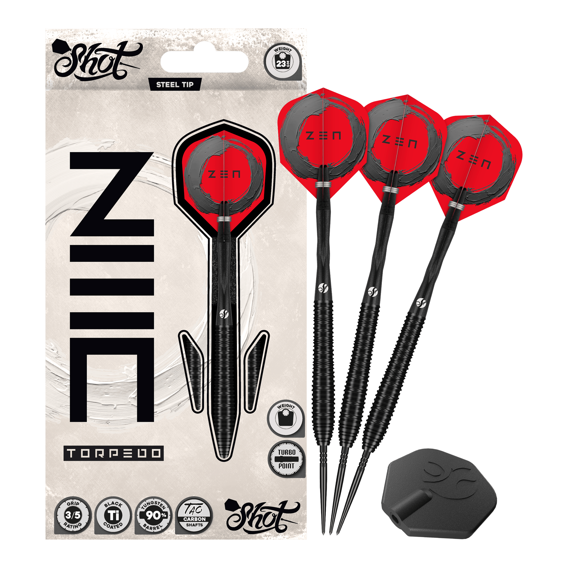 Shot ZEN Torpedo Turbo Point Steel Darts - 23g