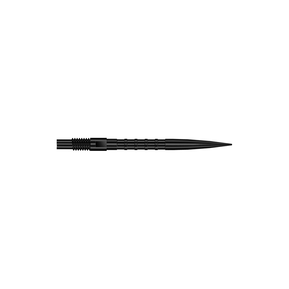 Harrows Quick Point Heavy Metal Dart Tips - Black Gezeigt wird QP33164 Harrows Quick Point HeavyMetalGrip Dartspitzen Schwarz 26mm. Es sind schwarze Dartspitzen mit besonderem Grip-Design.