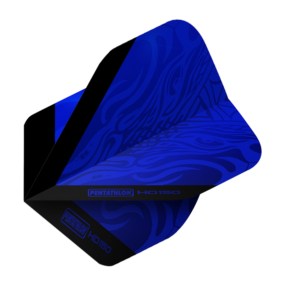 Pentathlon HD150 Metallic Blue Standard Flights Dies ist ein Pentathlon HD150 Metallic Blau Standard Flight für Dartpfeile. Das Flight hat ein auffälliges blau-schwarzes Design mit dem Schriftzug "Pentathlon HD150".