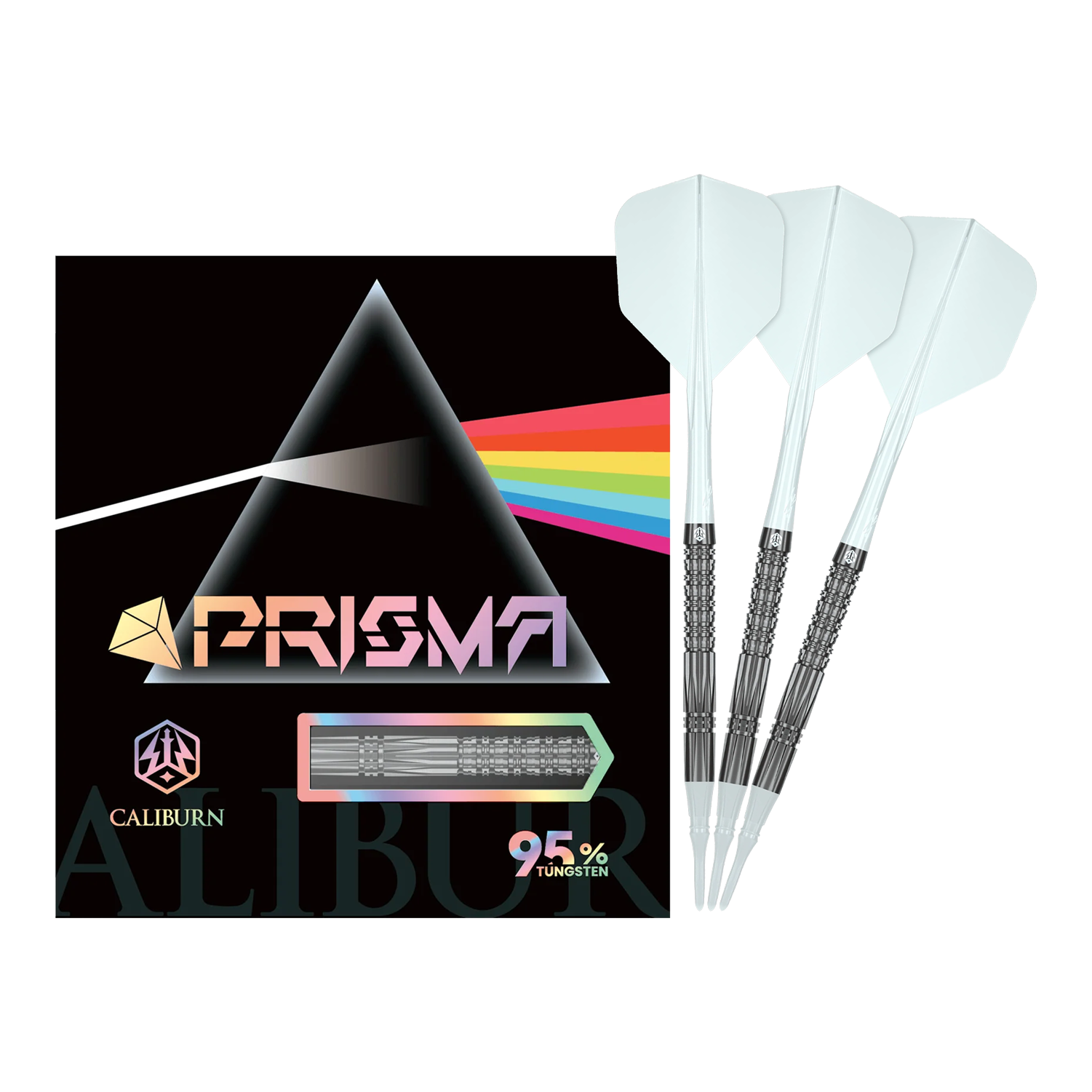 Caliburn Prisma P2 soft darts - 20g Hier sieht man die Caliburn Prisma P2 Softdarts mit einem Gewicht von 20g. Sie sind ideal für alle, die Wert auf hochwertige Darts legen.