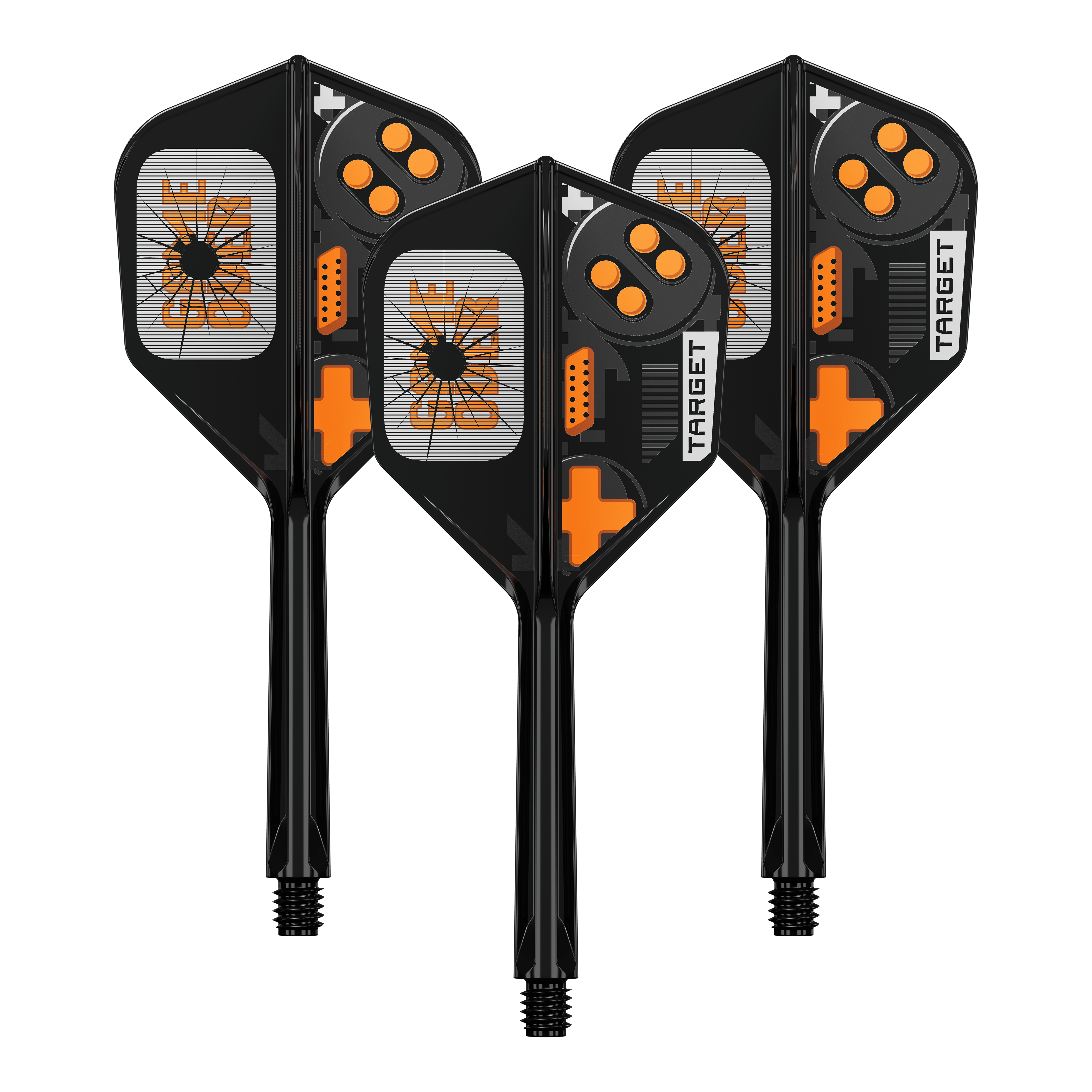 Ein Satz Target K-Flex GameOver No6 Flights, 33 mm. Die Flights werden im Bild dargestellt.