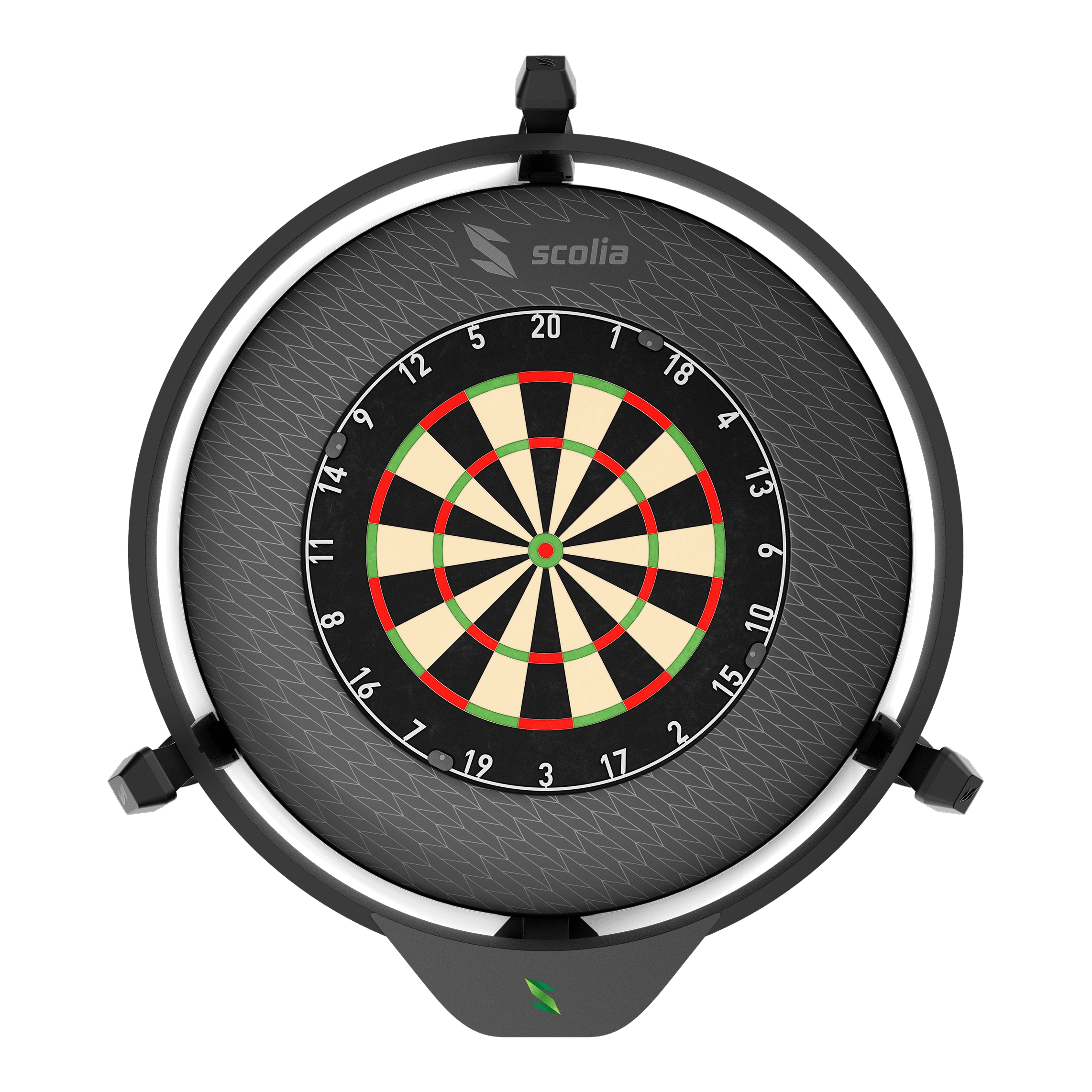 Scolia Stealth Dartboard Surround Scolia Stealth Dartboard Surround ist auf diesem Bild zu sehen. Das Produkt schützt die Wand rund um die Dartscheibe.