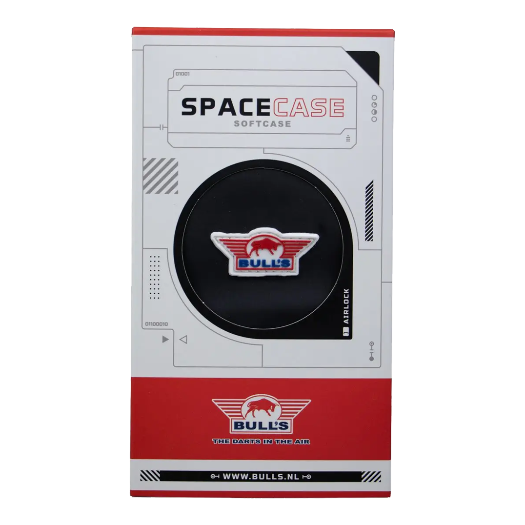 Bulls NL Spacecase Softcase Black-Red Das Bild zeigt das Produkt Bulls NL Spacecase Softcase in Schwarz-Rot. Es handelt sich um ein Softdart-Case für Dartpfeile und Zubehör.
