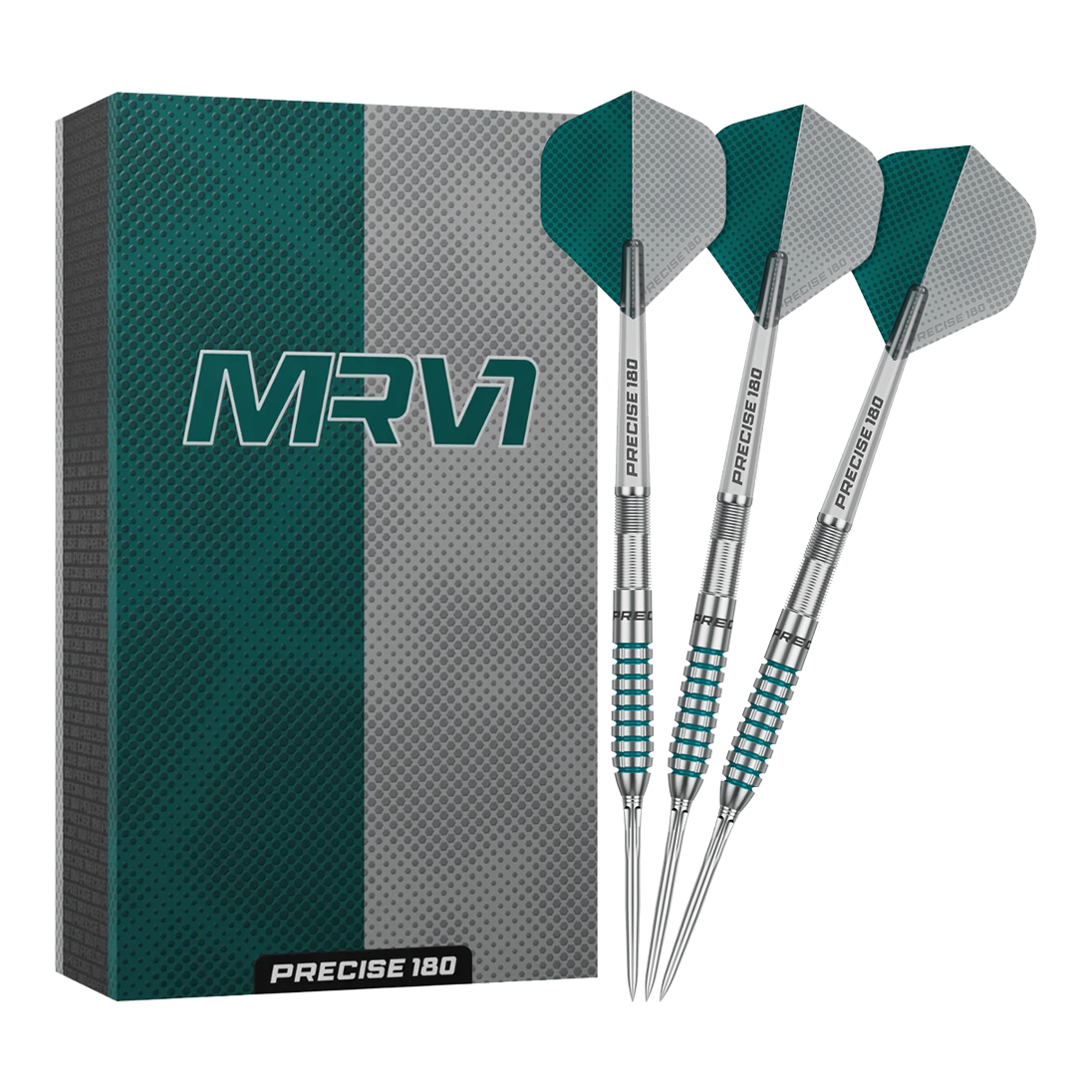 Precise 180 MRV1 Steeldarts Hier sieht man die Precise 180 MRV1 Steeldarts - 23g in voller Länge. Sie sind ideal für genaue Würfe im Dartspiel.