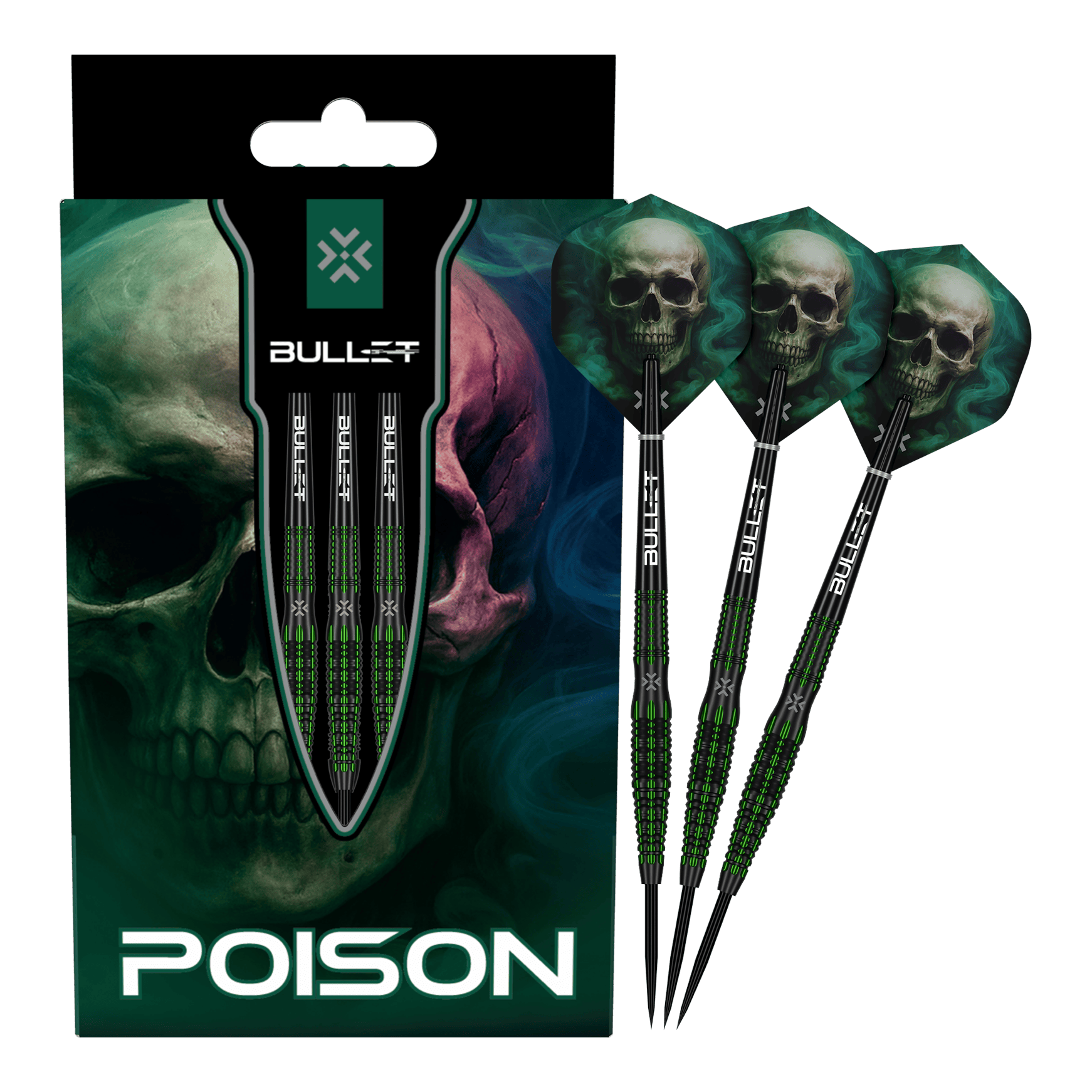 Bullet Poison steel darts Hier sind die Bullet Poison Steeldarts vollständig abgebildet. Die einzigartigen Steeldarts eignen sich für Dart-Enthusiasten.