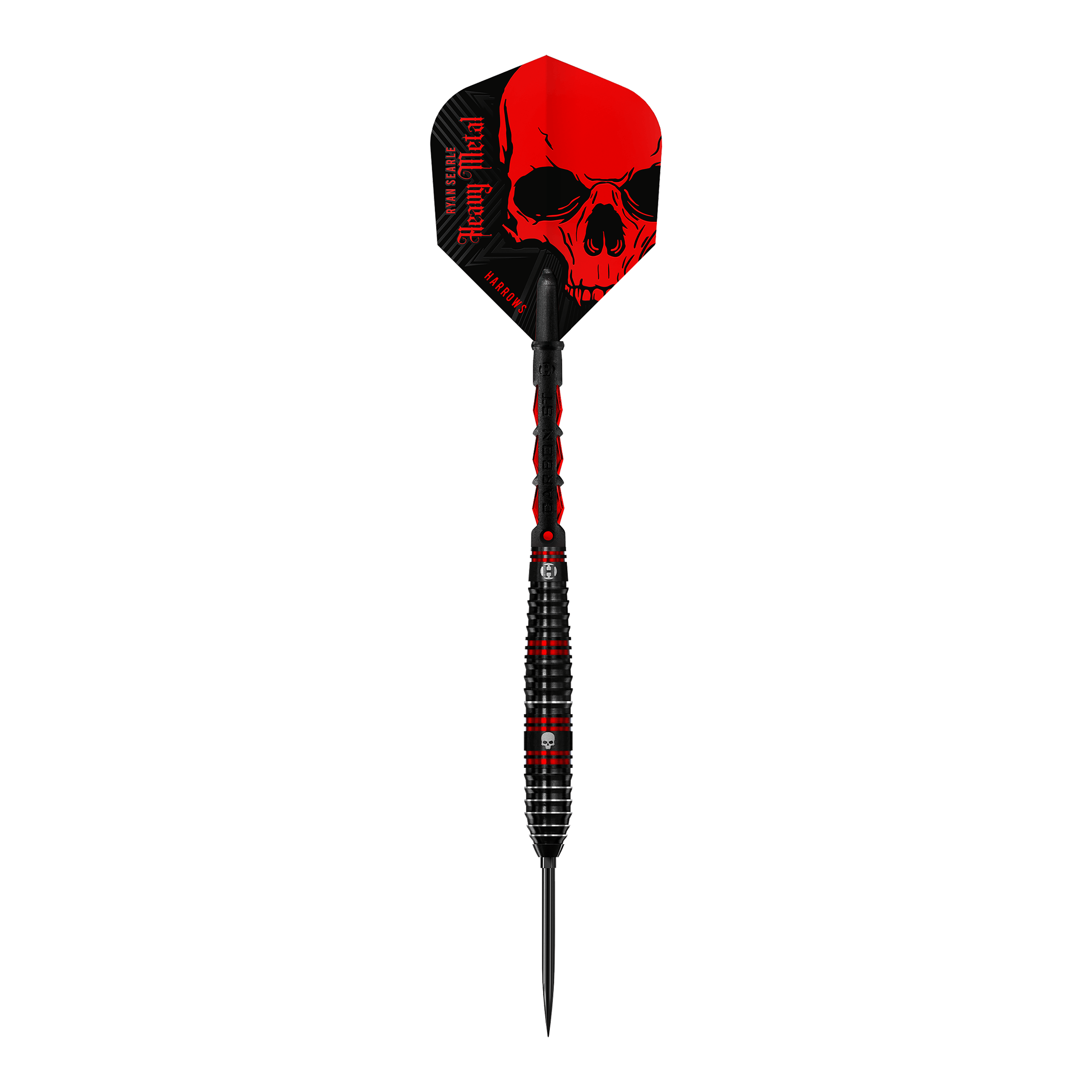 Hier sieht man einen Harrows Ryan Searle 90% Steeldarts Quick Point Steeldart. Er eignet sich für professionelle Dartspieler.