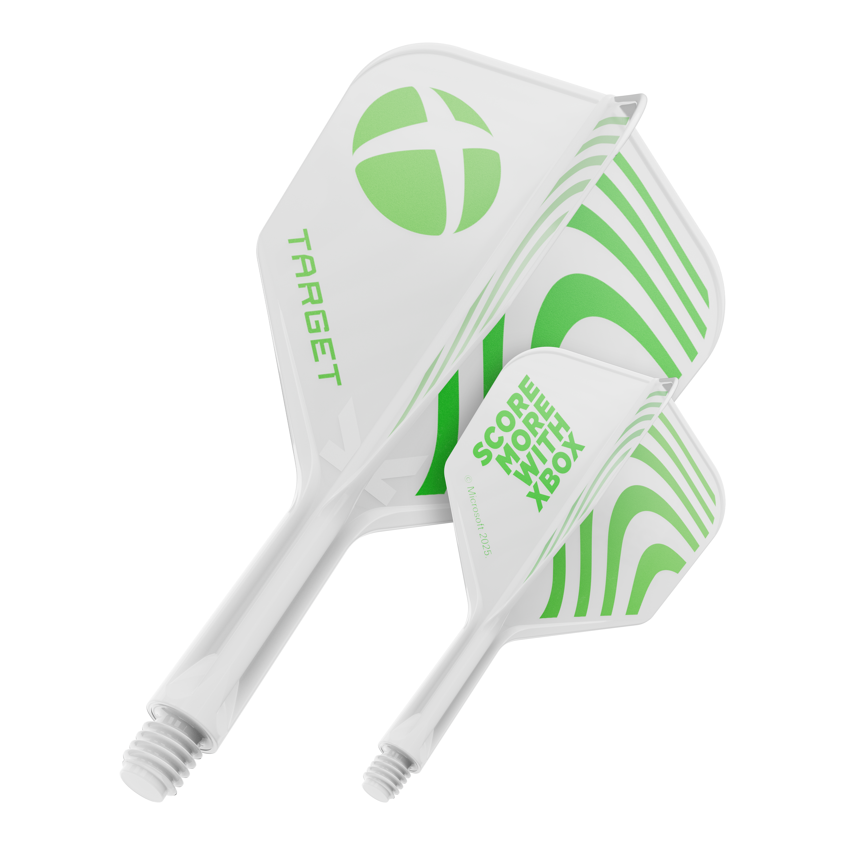 Target Xbox K-Flex No6 Flights - White Ein Produktbild mit dem Dateinamen 410613_Target_Xbox_KFlex_No6_Flights_19mm_1. Das Bild zeigt vermutlich ein Dartzubehör.