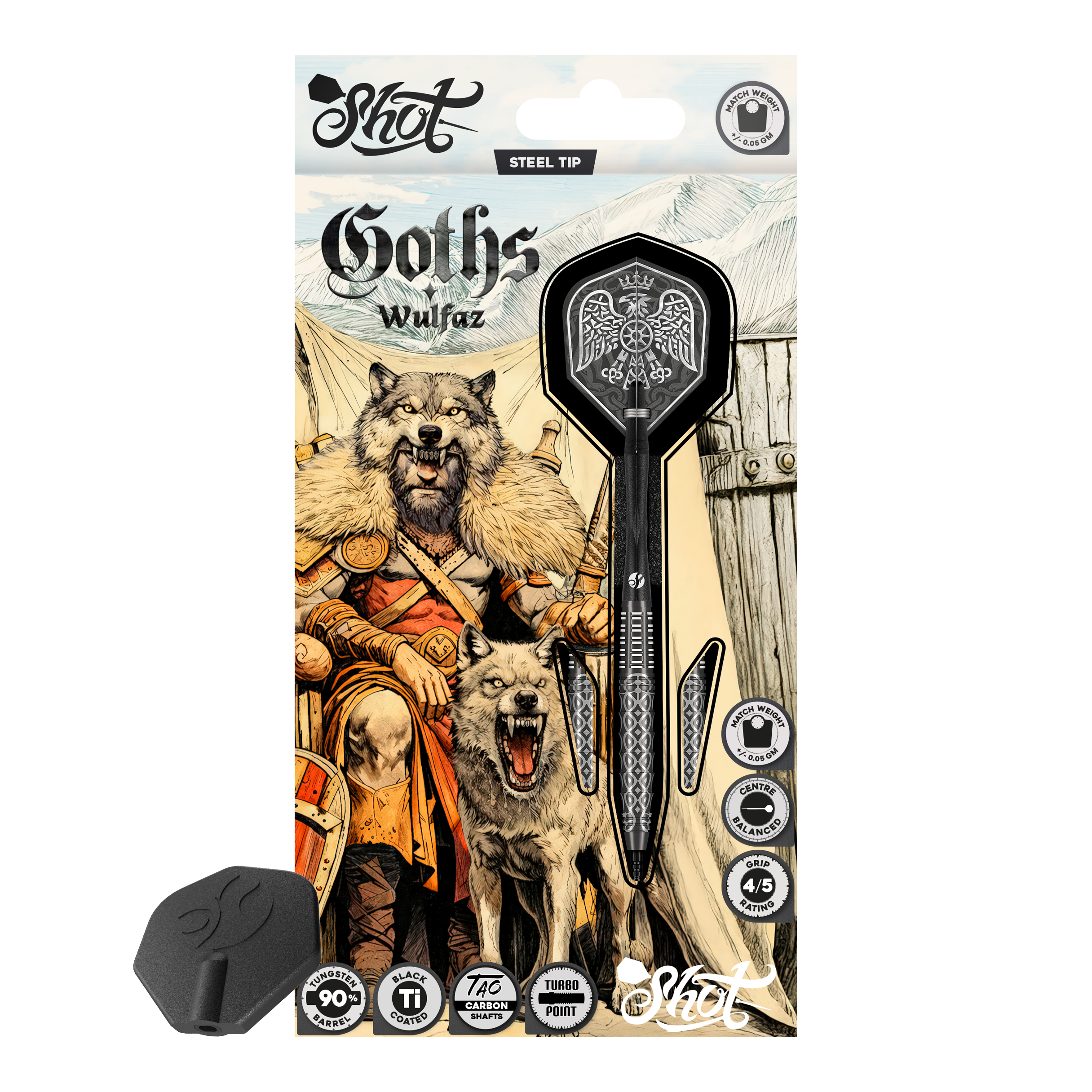 Shot Goths Wulfaz Turbo Point Steel Darts - 23g