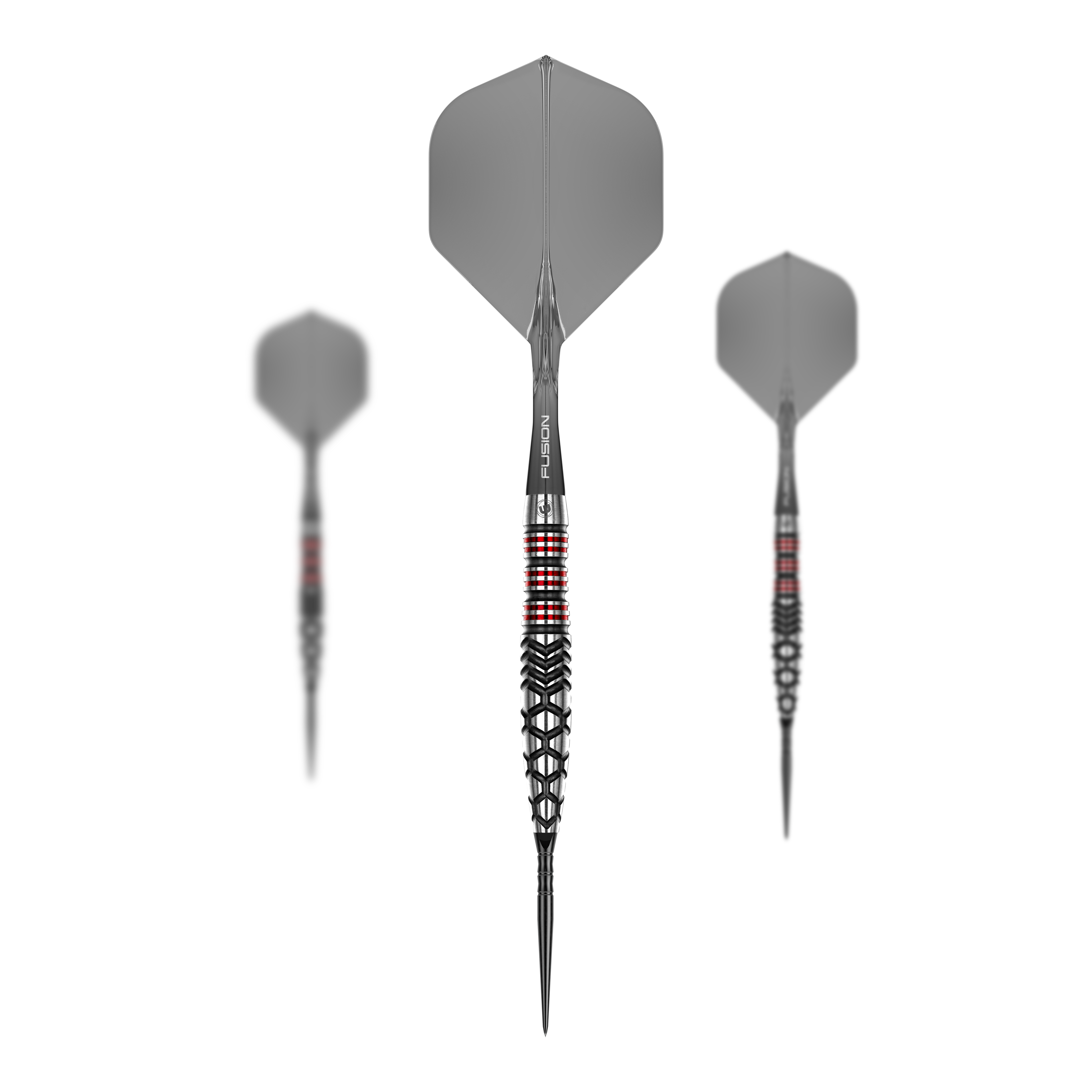 Das Bild zeigt die Winmau Fornax Torpedo Switch Points Steeldarts. Der Artikel besteht aus einem Set hochwertiger Darts für präzises Spiel.