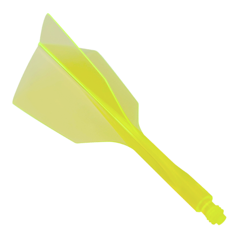 Condor Ax 120 Flight System Neon Yellow - Narrow Das Bild zeigt ein Condor Axe 120 Flight-System in Neon-Gelb mit schmalem Design. Es handelt sich um einen einteiligen Dartflug und -schaft.