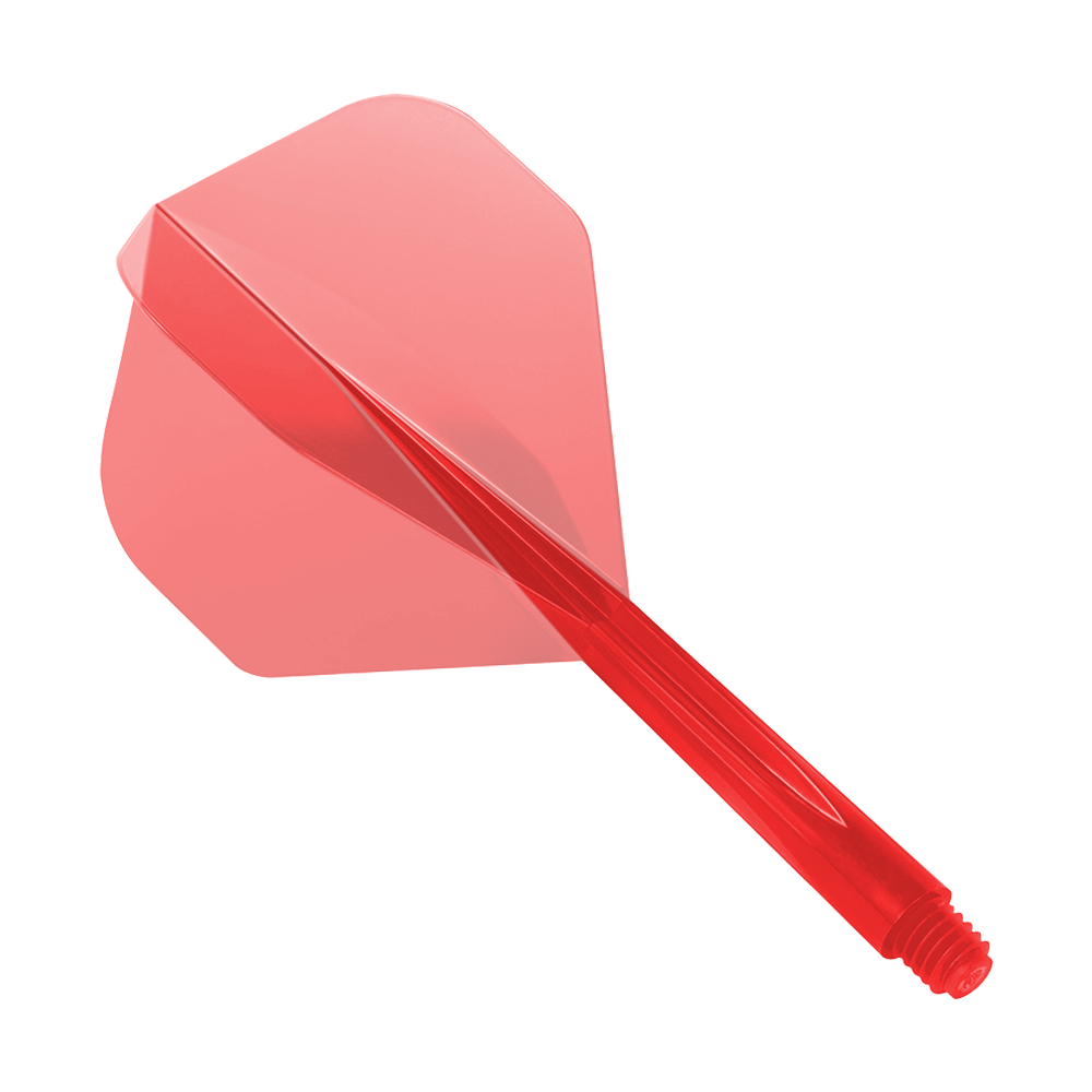 Condor Ax Clear Red Flight System Standard Das Bild zeigt das Produkt "Condor Axe Clear Red Flight-System Standard". Es ist ein rotes, durchsichtiges Dart-Flight-System in Standardform.